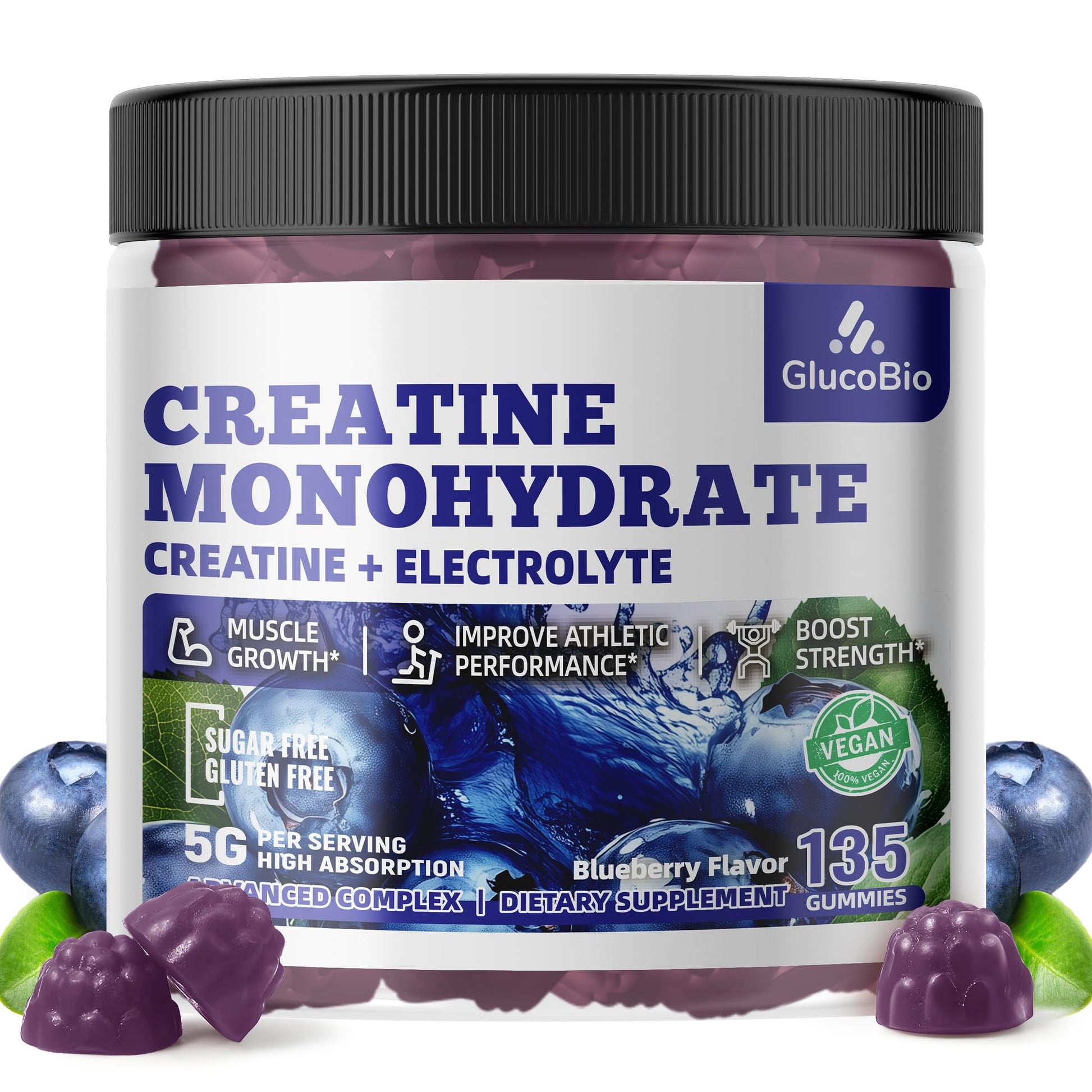 GlucoBio Creatine Monohydrate Gummies, 135 Count