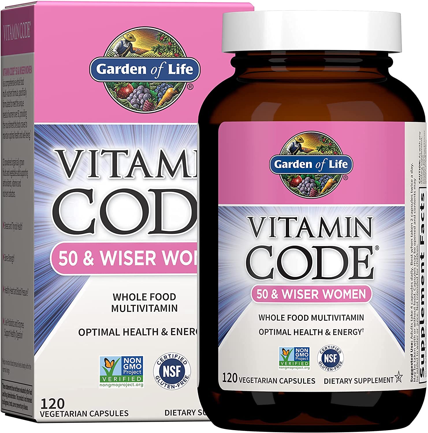 Garden of Life Vitamin Code 50 Wiser Womens Multi Capsule, 120 Count