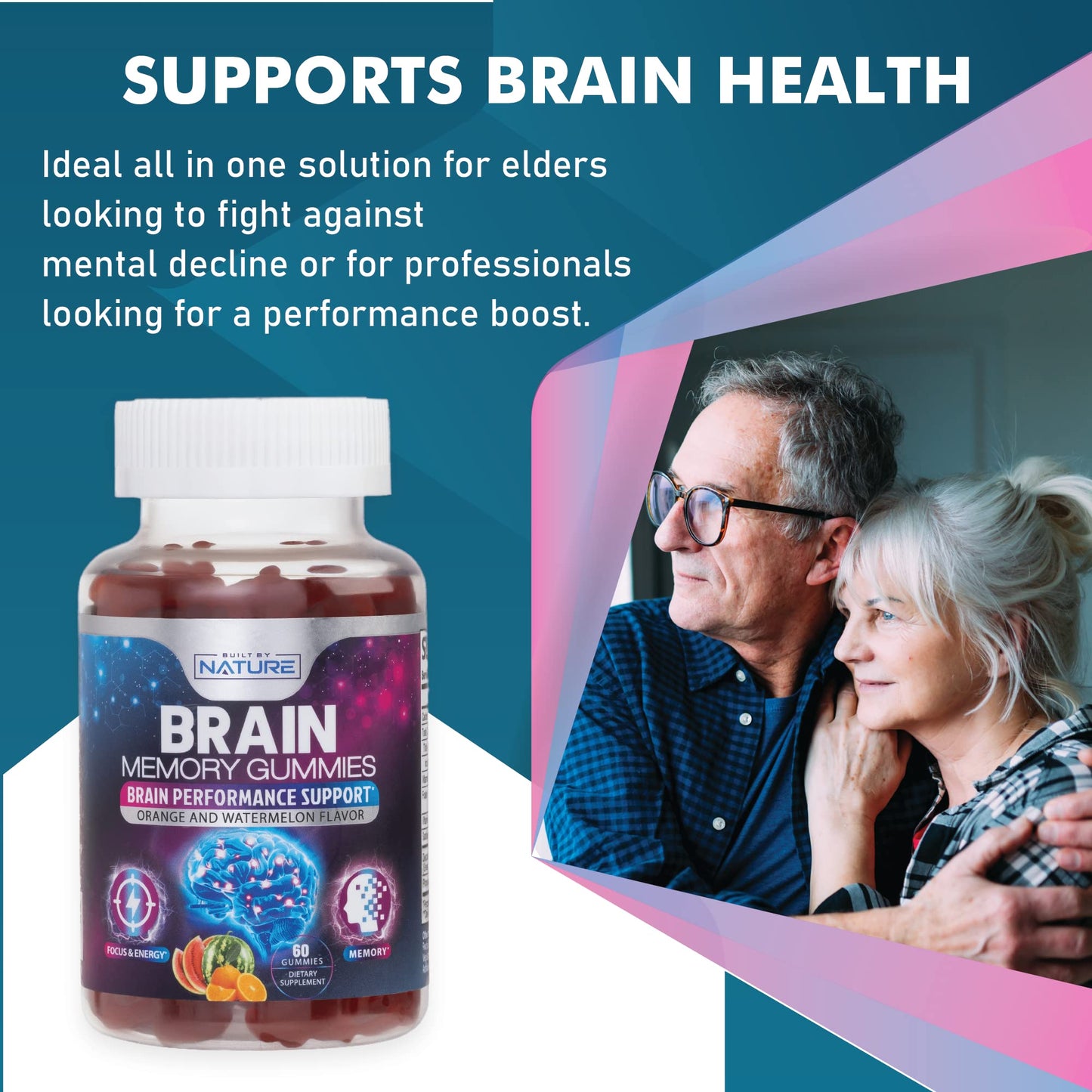 Built by Nature Nootropic Brain Booster Gummies - 60 Gummies