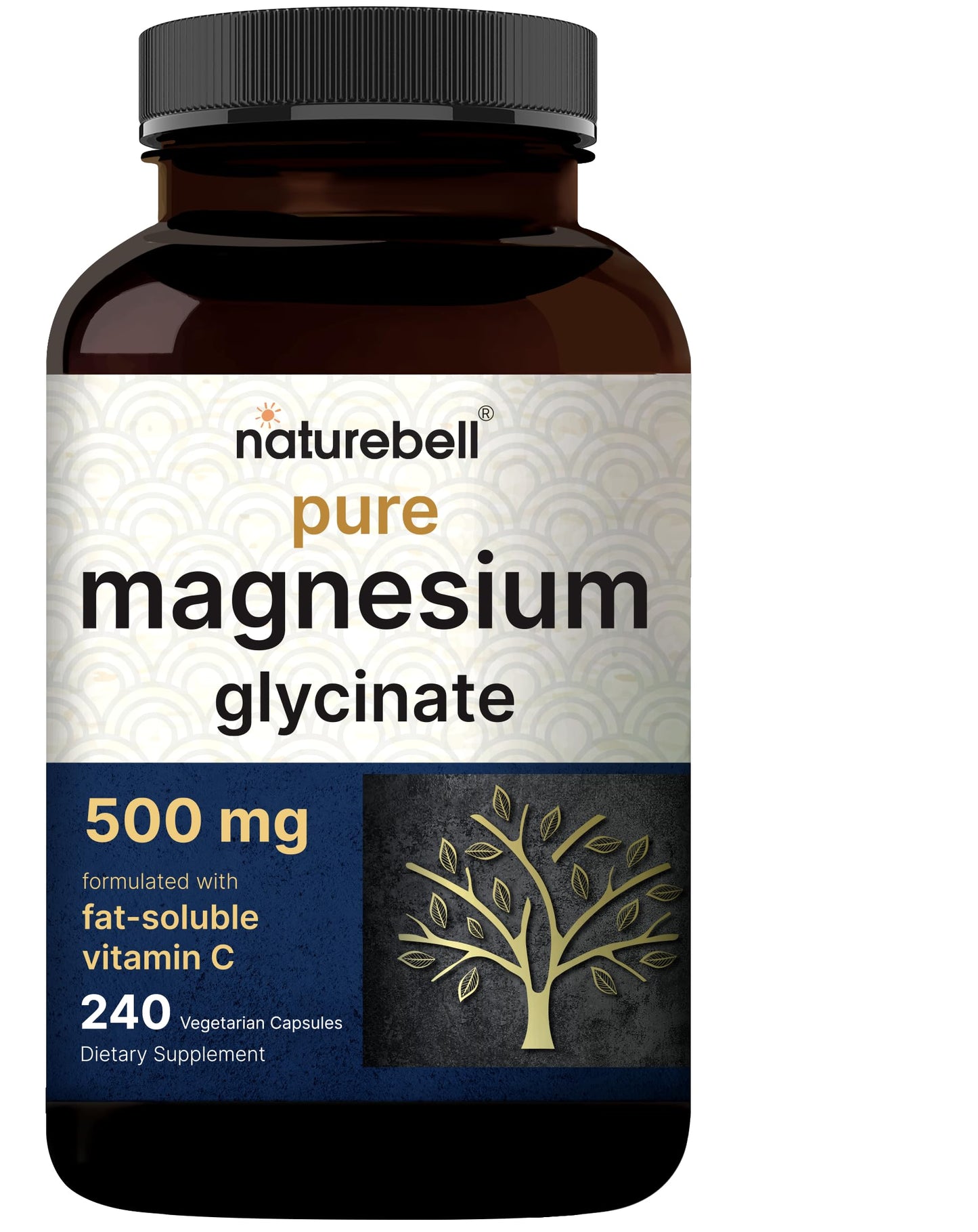 NatureBell Magnesium Glycinate 500mg Capsules, 240 Count