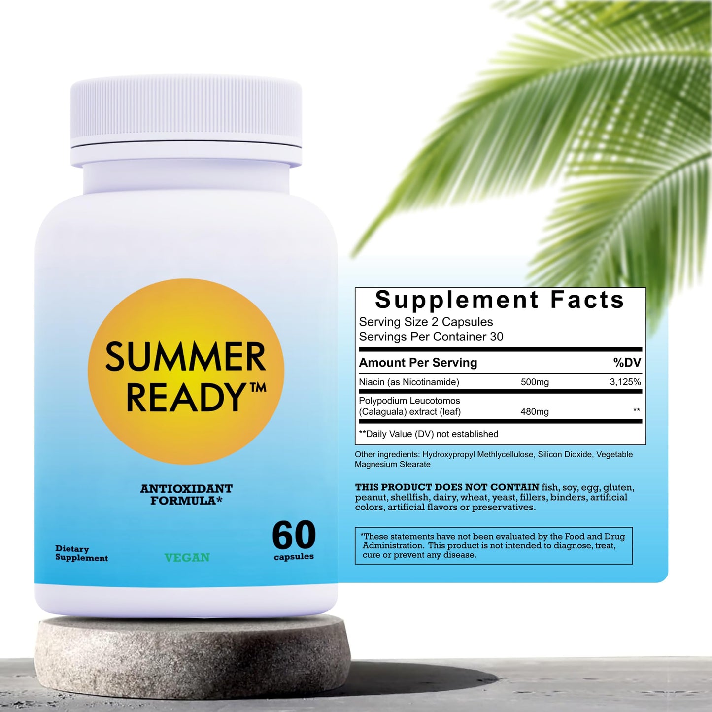 Summer Ready Skin Care Supplement Capsules, 60 Count