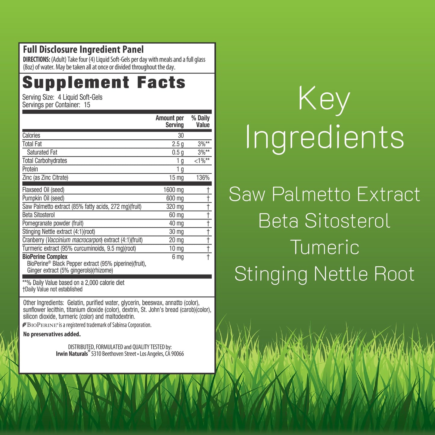 Irwin Naturals Healthy-Flow Saw Palmetto Prostate Support Softgel 60 Count (Pack of 2)