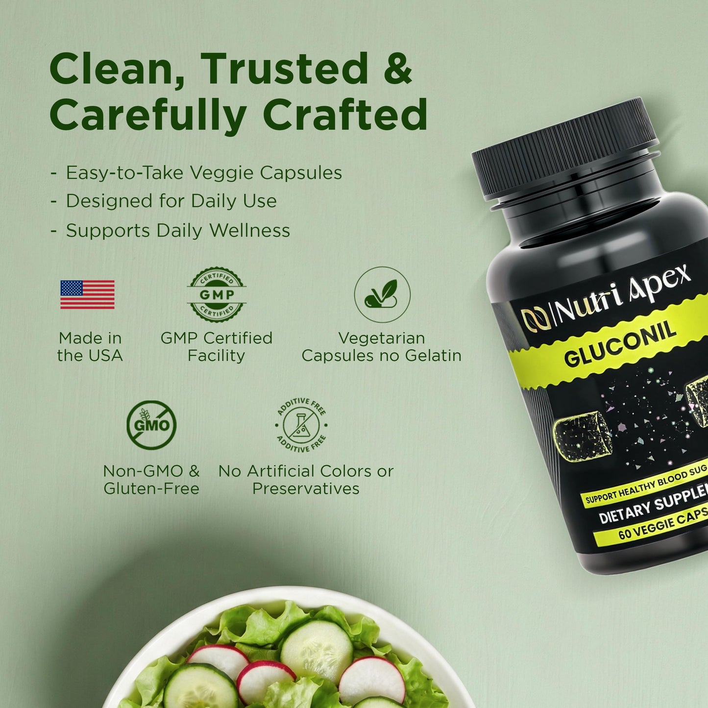 Nutri Apex Gluconil Blood Sugar Support Supplement Capsule, 60 Capsules