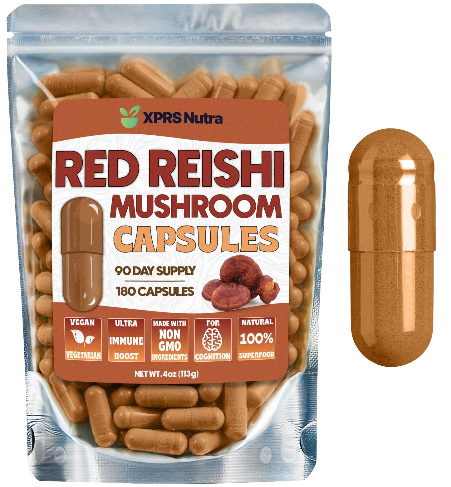 XPRS Nutra Reishi Mushroom Capsules, 180 Capsules