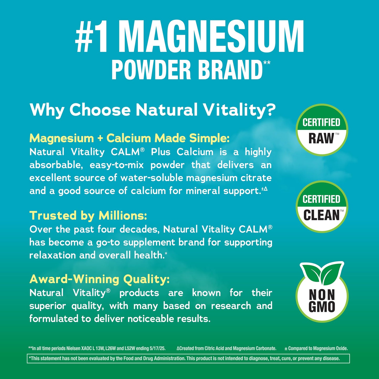 Natural Vitality Calm Magnesium Plus Calcium Powder 8 Ounce