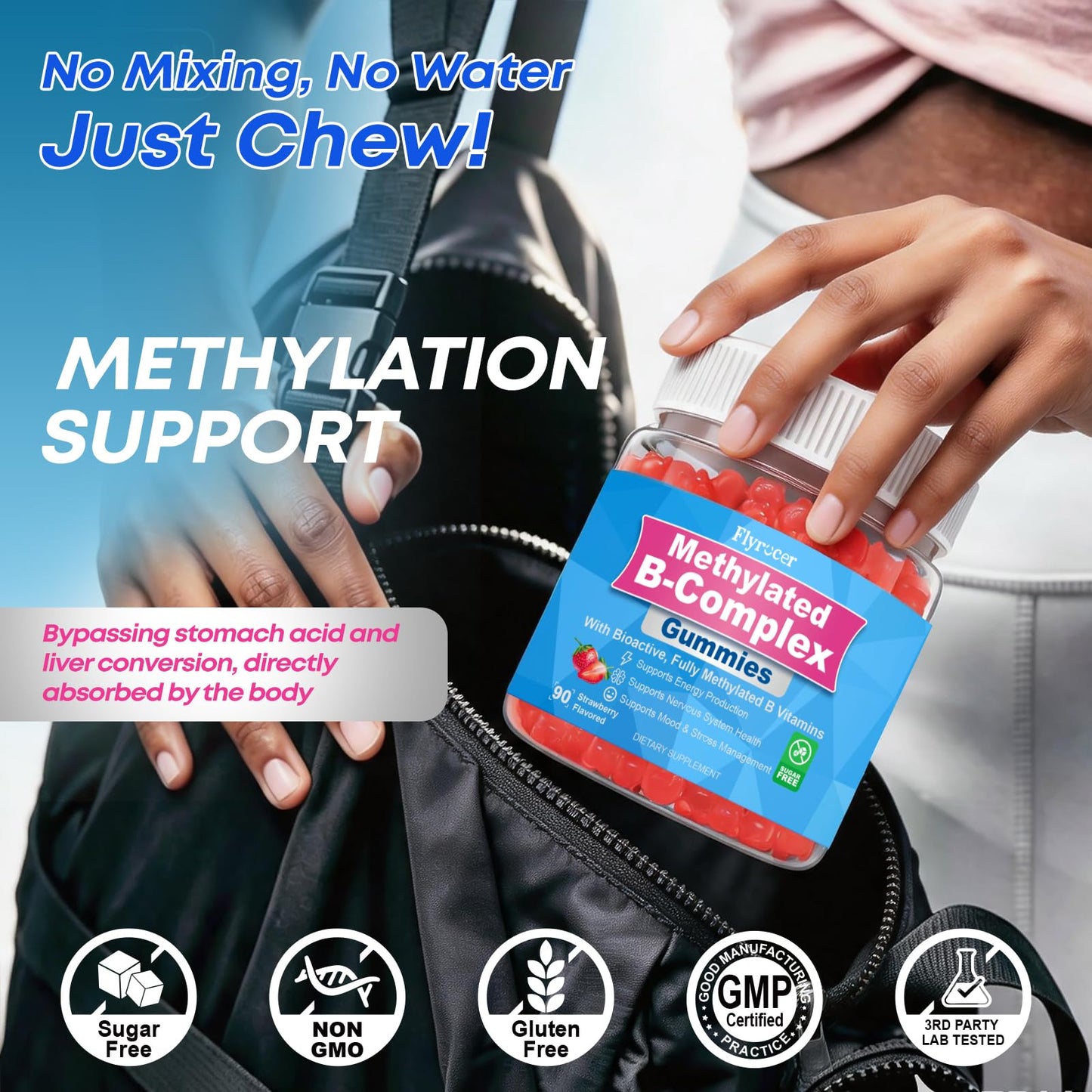 Flyrocer Methylated Vitamin B Complex Gummies 90 Count