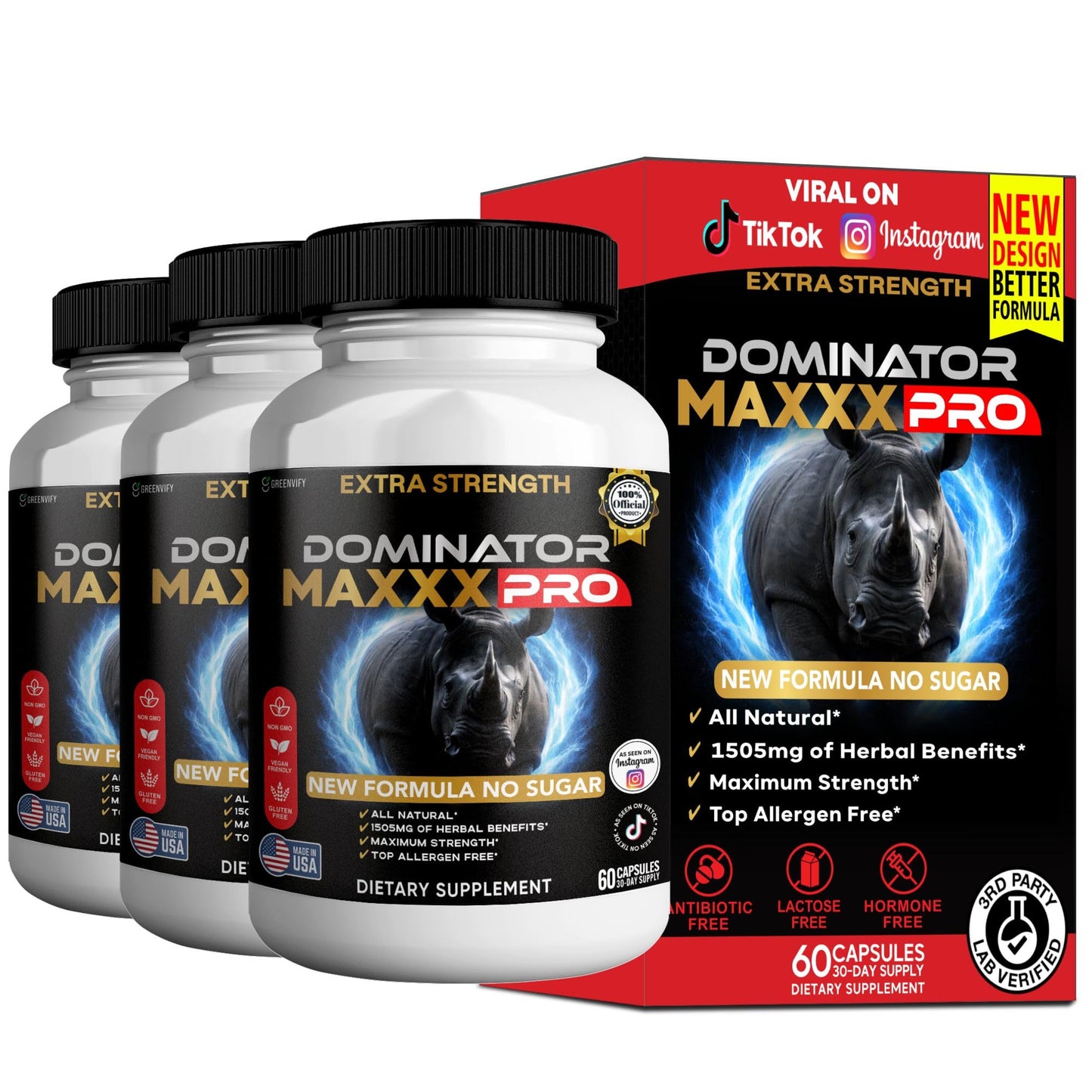 GREENVIFY Dominator MAXXX PRO Dietary Supplement Organic Maca Root Blend Capsule, 60 Count
