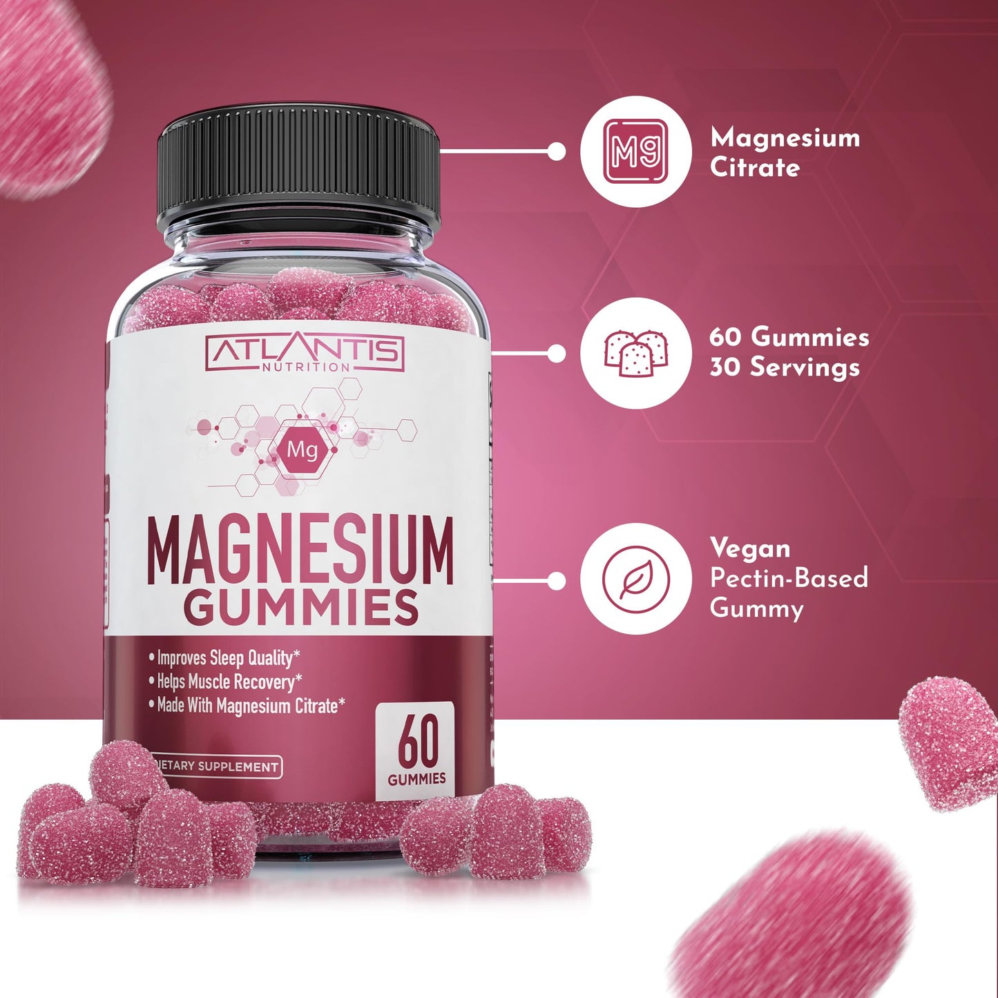 Atlantis Nutrition Magnesium Citrate Gummies 60 Gummies