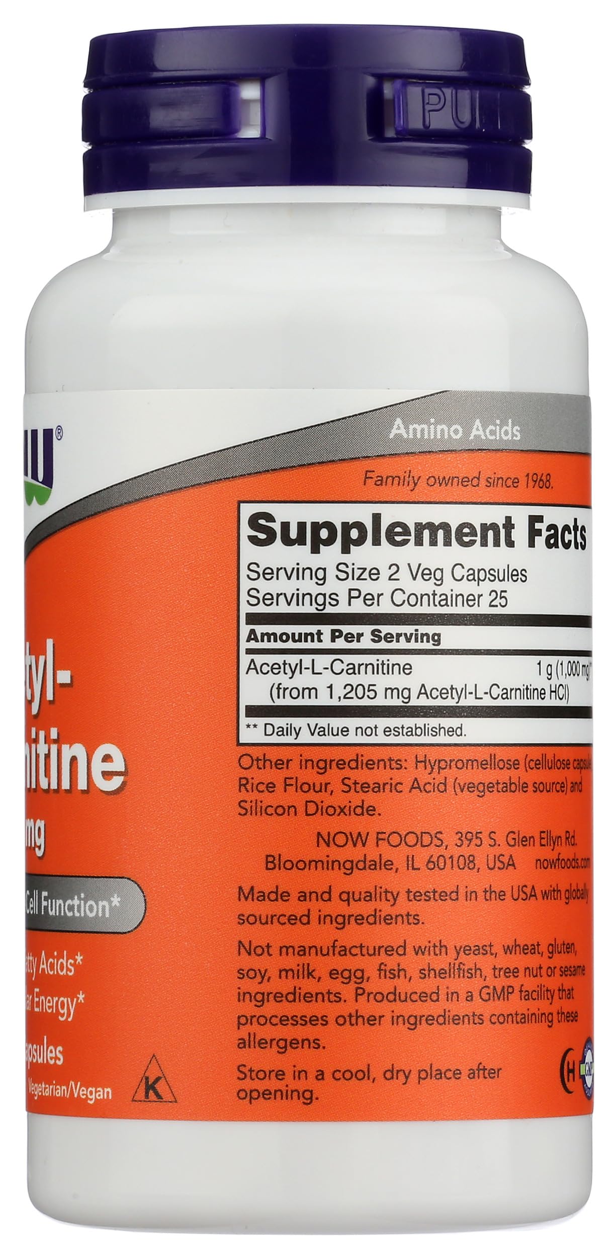 NOW Foods Acetyl L-Carnitine 500mg Capsules, 50 Count