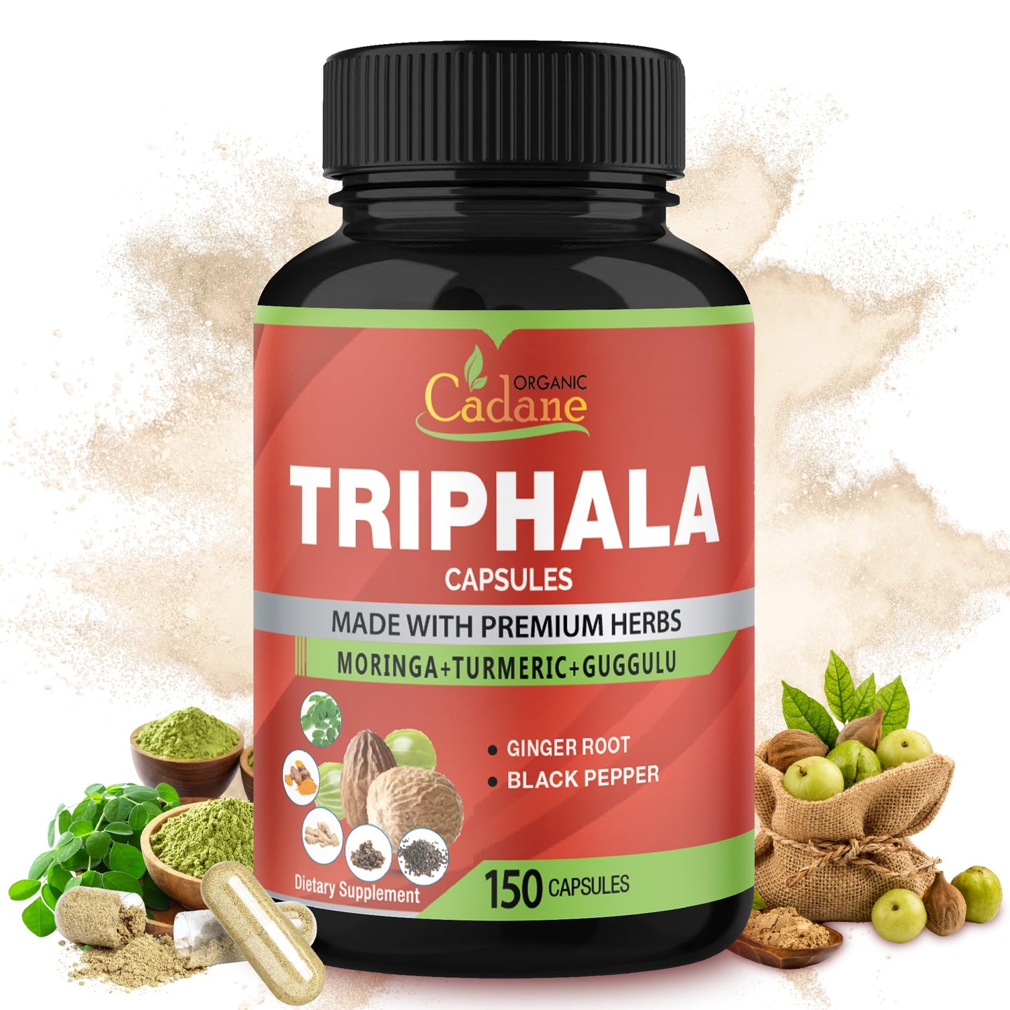 Organic Cadane Triphala Extract Capsules, 150 Capsules