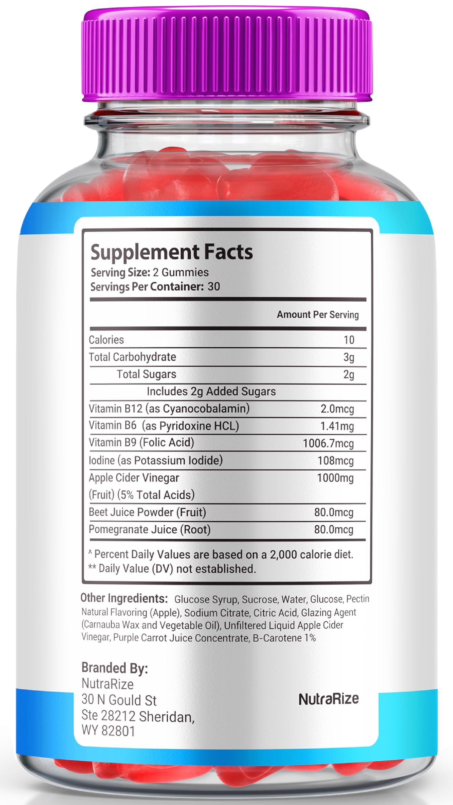 NutraRize Slim Aura Keto ACV Gummies, 180 Gummies