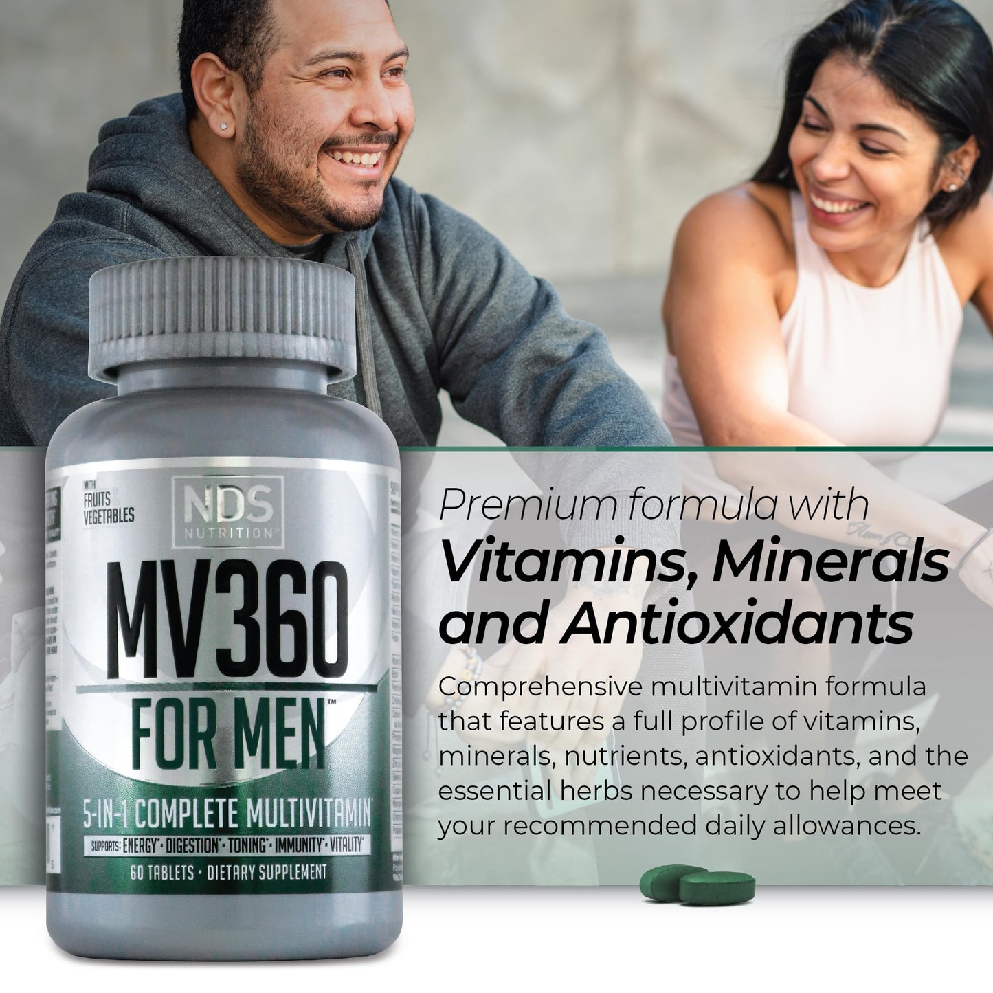 FitLife Brands Men's Nutrition MV360 5-in-1 Complete Multivitamin, 60 Tablets