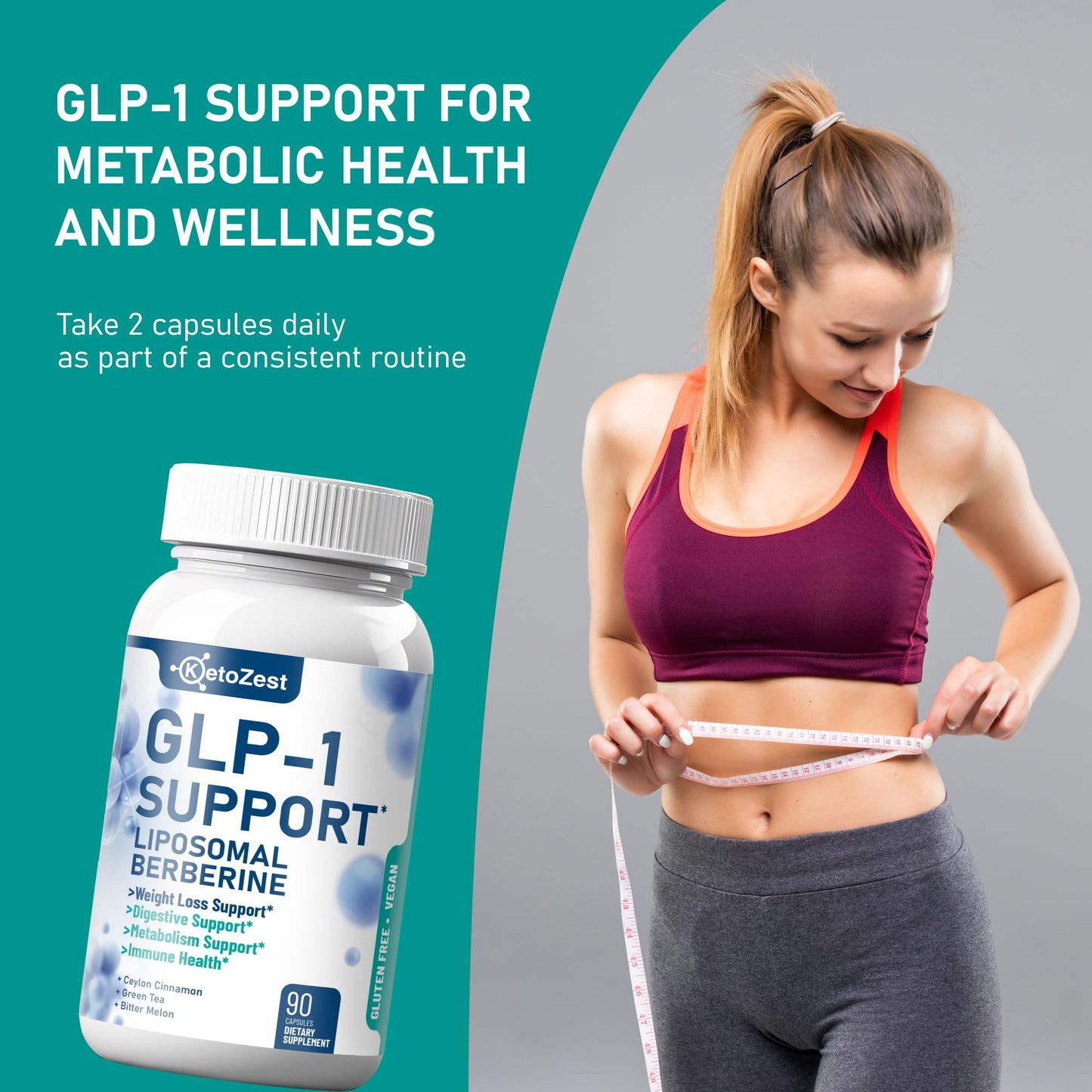 KetoZest GLP-1 Support Liposomal Berberine Capsule, 90 Count