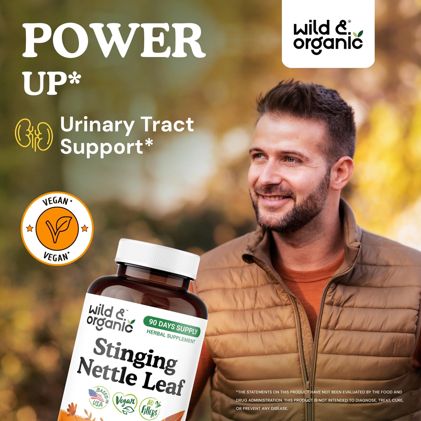 Wild & Organic Stinging Nettle Leaf Capsules 1000 mg, 180 Capsules