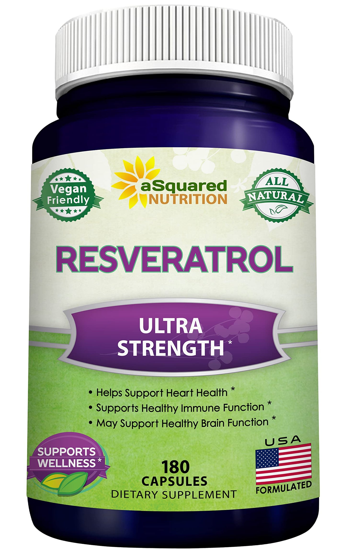aSquared Nutrition Resveratrol 1000mg Capsules 180 Count