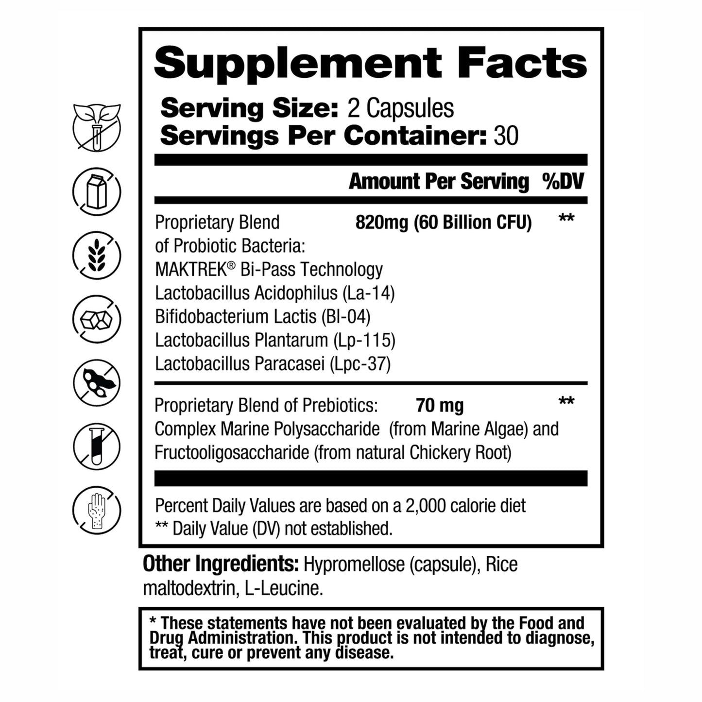 Dr. Tennant's Probiotic Formula with Prebiotics Capsules, 60 Capsules