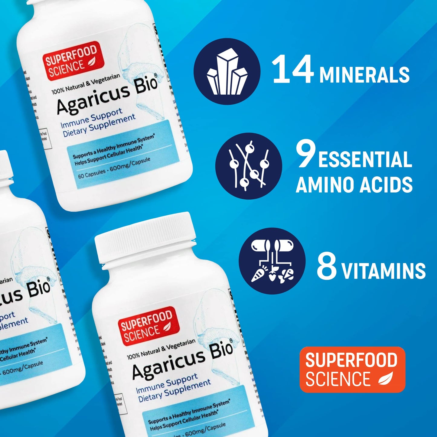 Superfood Science Agaricus Bio 600 mg Capsule 60 Count