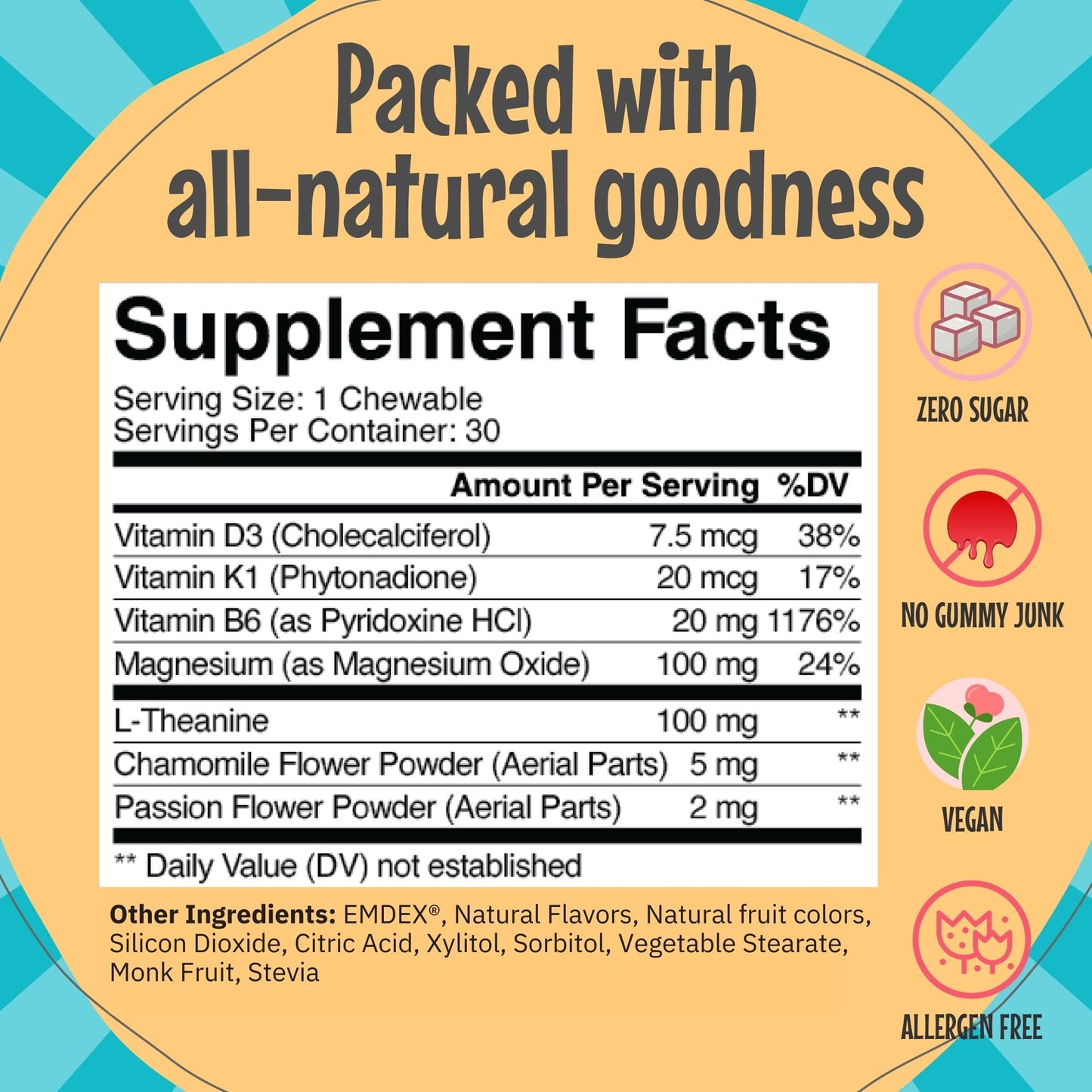 Clarity Prime Clarity Kids Super Calm Magnesium Chewable Vitamin for Children with L-Theanine Gummy, 30 Count