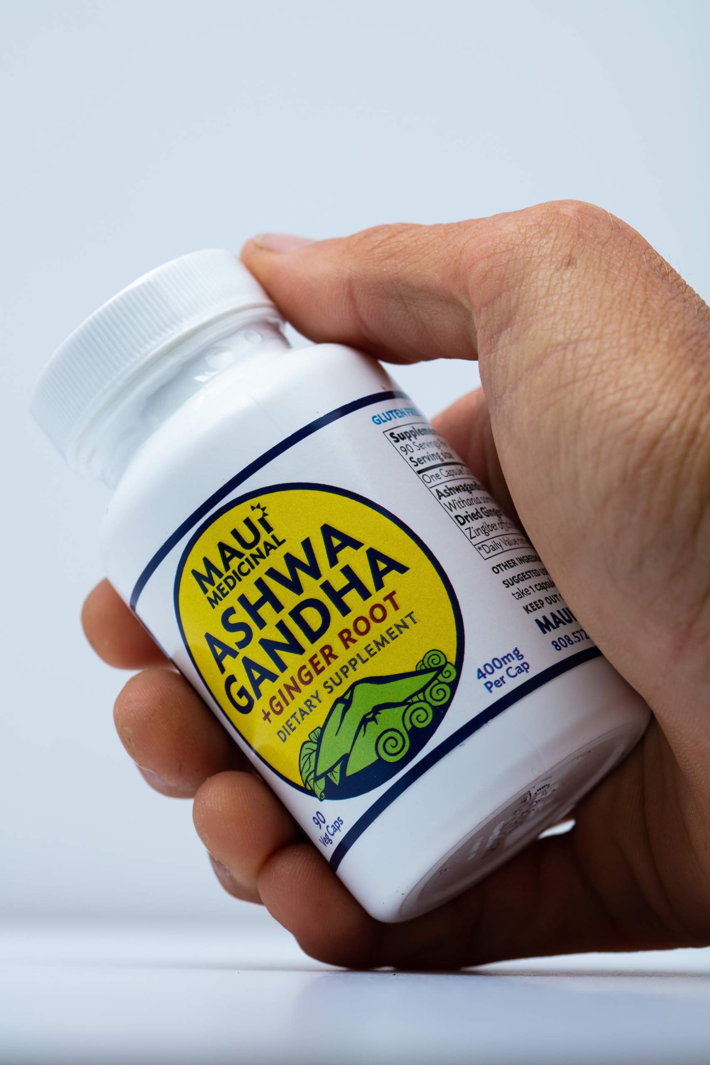 Maui Medicinal Herbs Ashwagandha Plus Ginger Capsules 60 Count