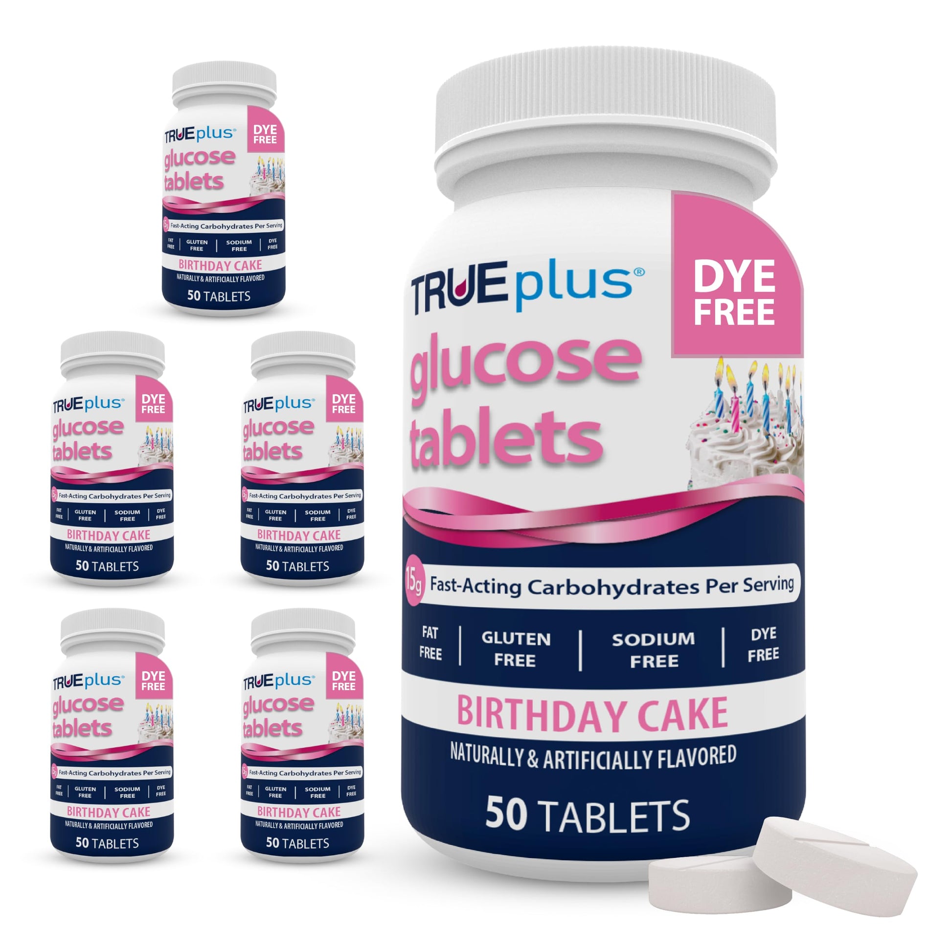 TRUEplus Glucose Tablets Birthday Cake Flavor, 300 Tablets