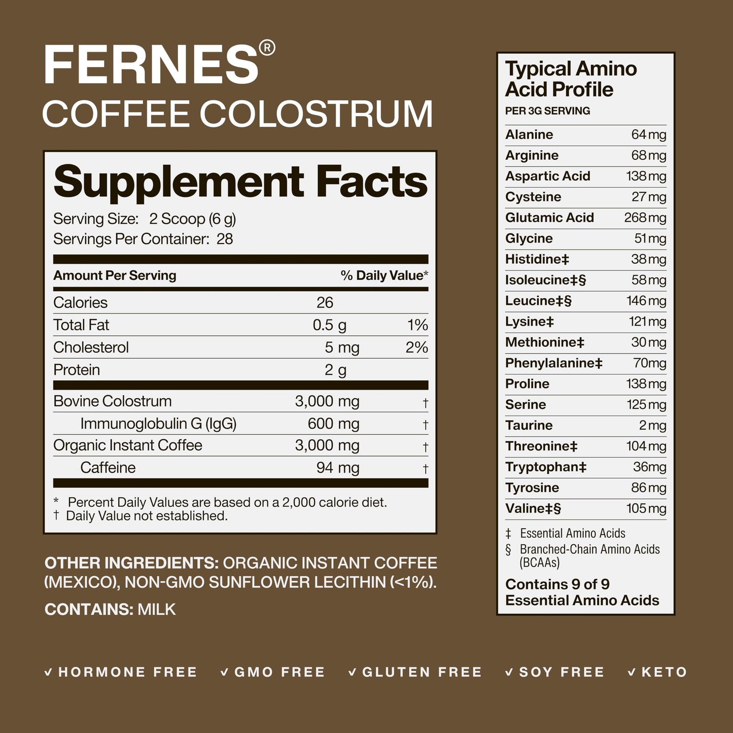 Fernes Coffee Colostrum Powder, 5.92 oz
