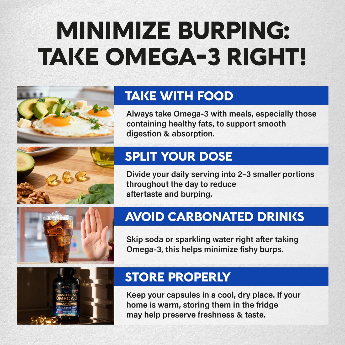 NUTRAHARMONY Omega 3 Fish Oil 3600 mg Omega-3 Supplement EPA & DHA Softgels, 90 Count
