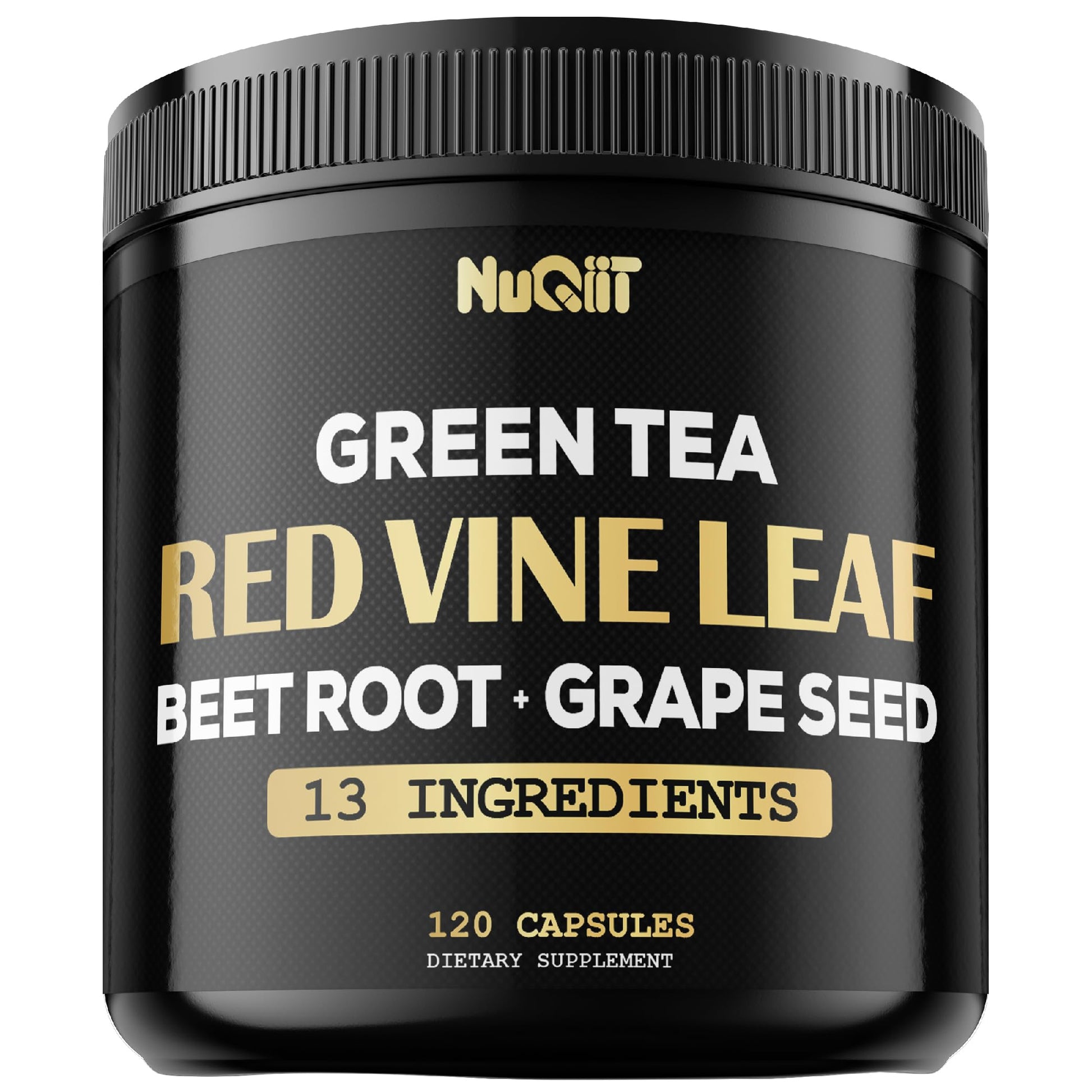 NUQIIT Red Vine Leaf Extract with Beet Root, Green Tea Supplement & More, 120 Capsules