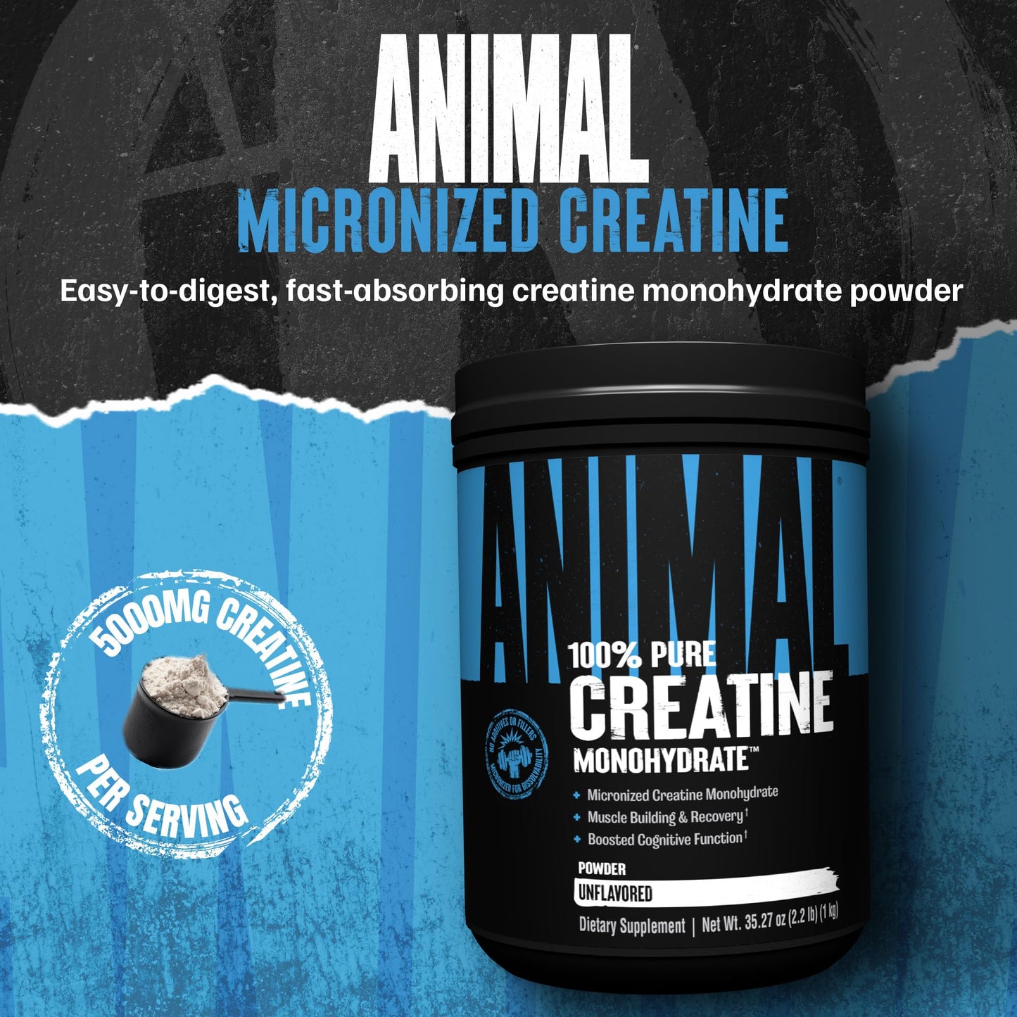 Animal Creatine Monohydrate Powder, 1000g