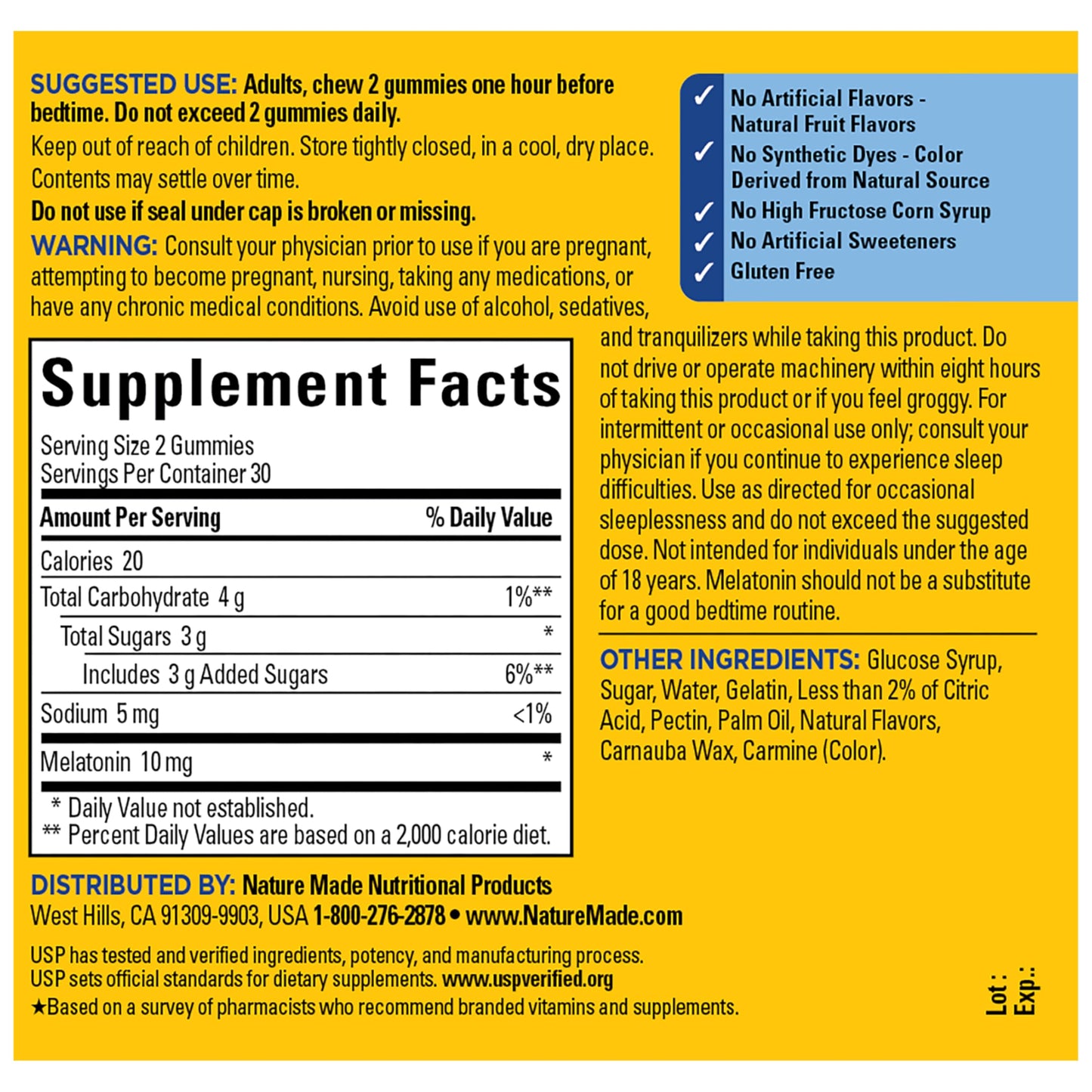 Nature Made Melatonin 10mg Gummies 60 Count