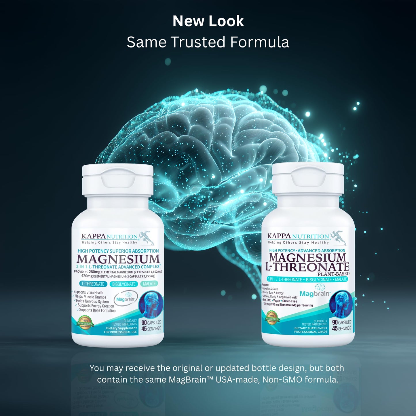 KAPPA NUTRITION Powered by Magbrain Magnesium L-Threonate Plant-Based, 90 Capsules