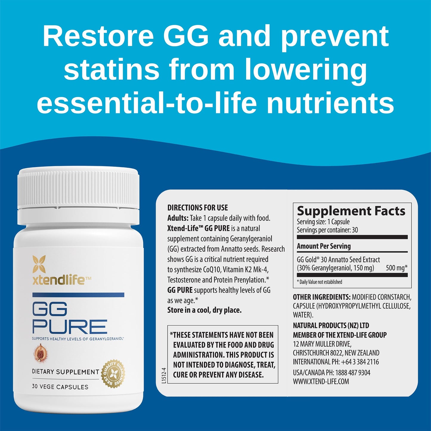Xtendlife GG Pure Geranylgeraniol Supplement Capsule 60 Capsules