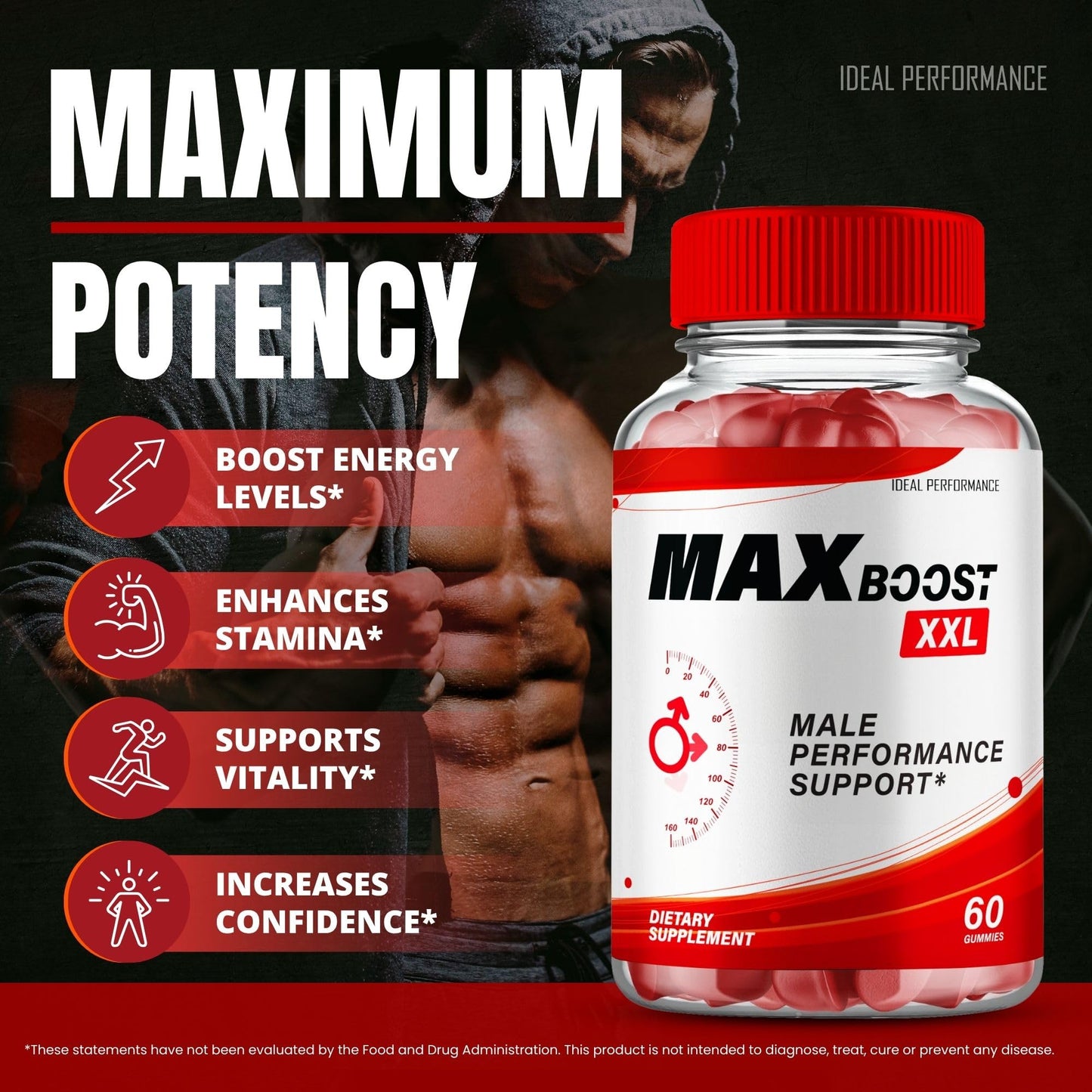 IDEAL PERFORMANCE Max Boost XXL Gummies 60 Count