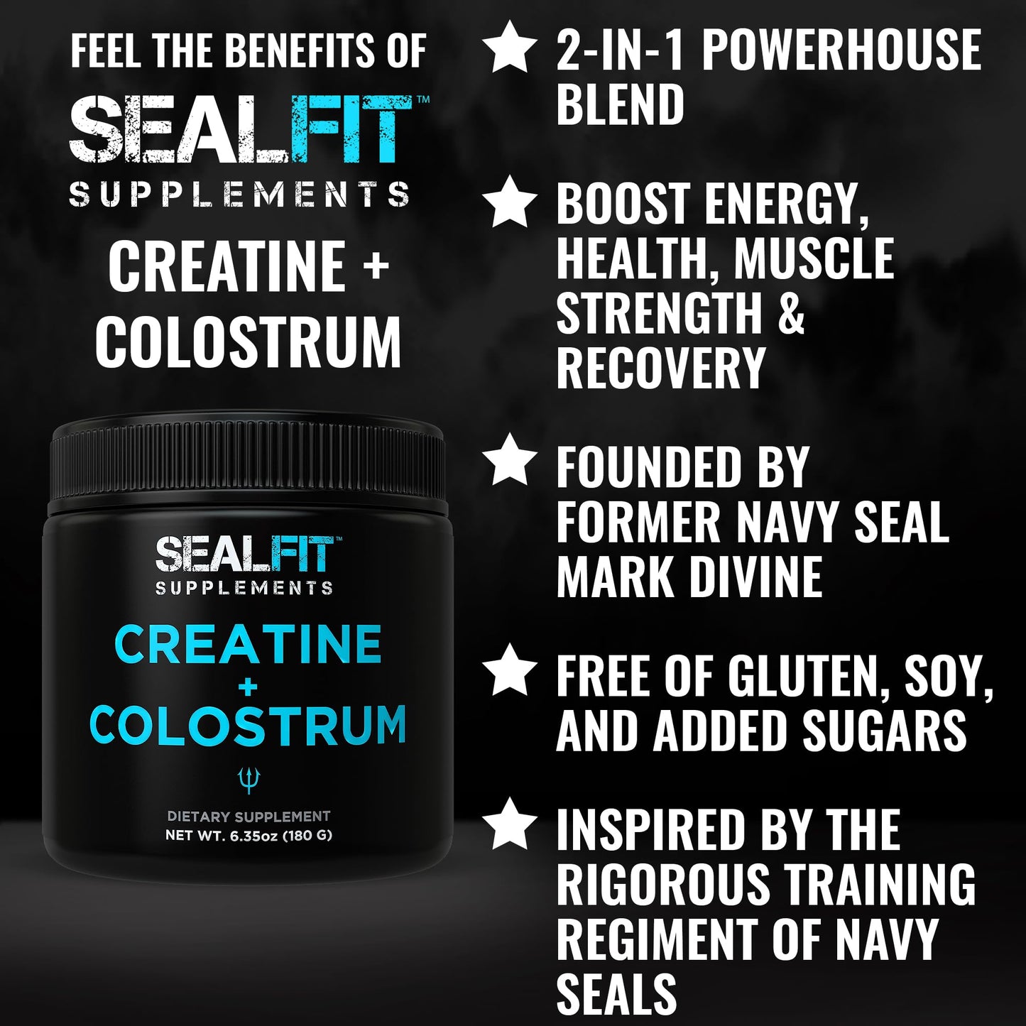 SEALFIT Supplements Creatine and Colostrum Powder 6.35 oz, 30 Servings