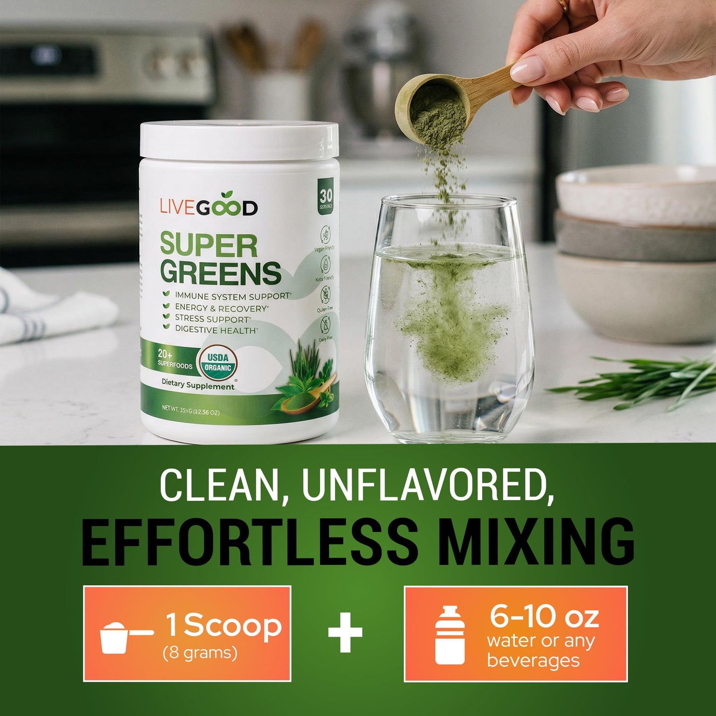 LIVEGOOD Daily Greens Powder 12.38 Ounce