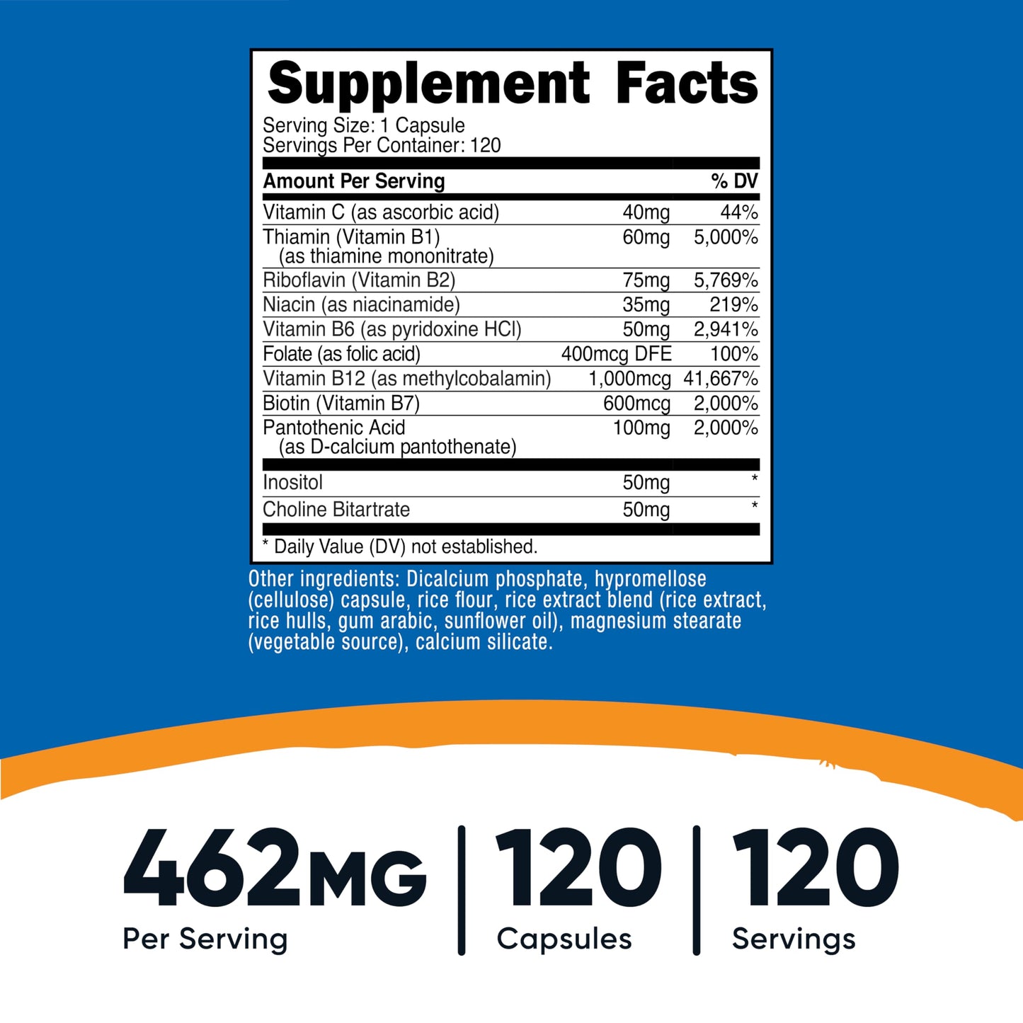 Nutricost High Potency Vitamin B Complex 462mg 120 Capsules