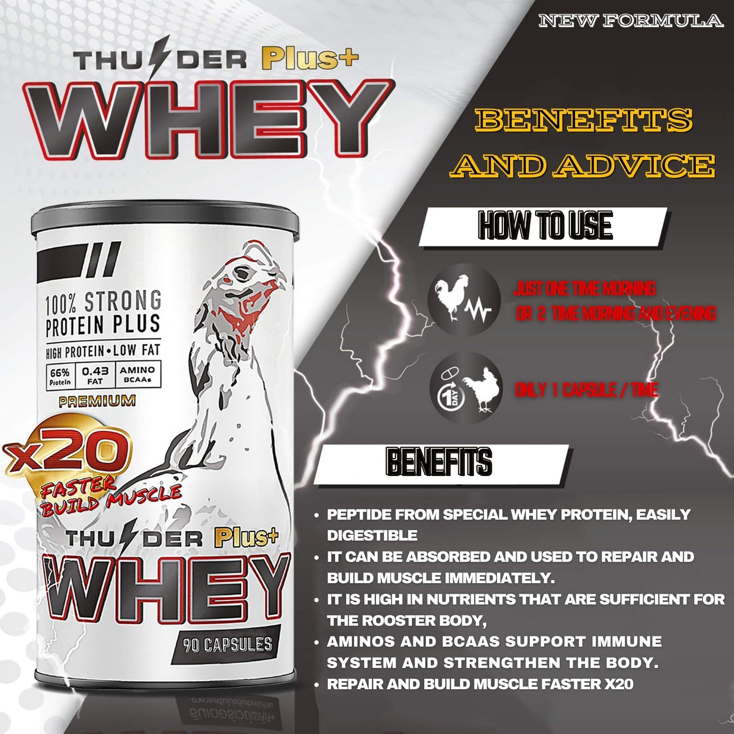 HULX Faster X3 New Formula Vitamins Health Chicken Supplement Capsules, 1 Capsule