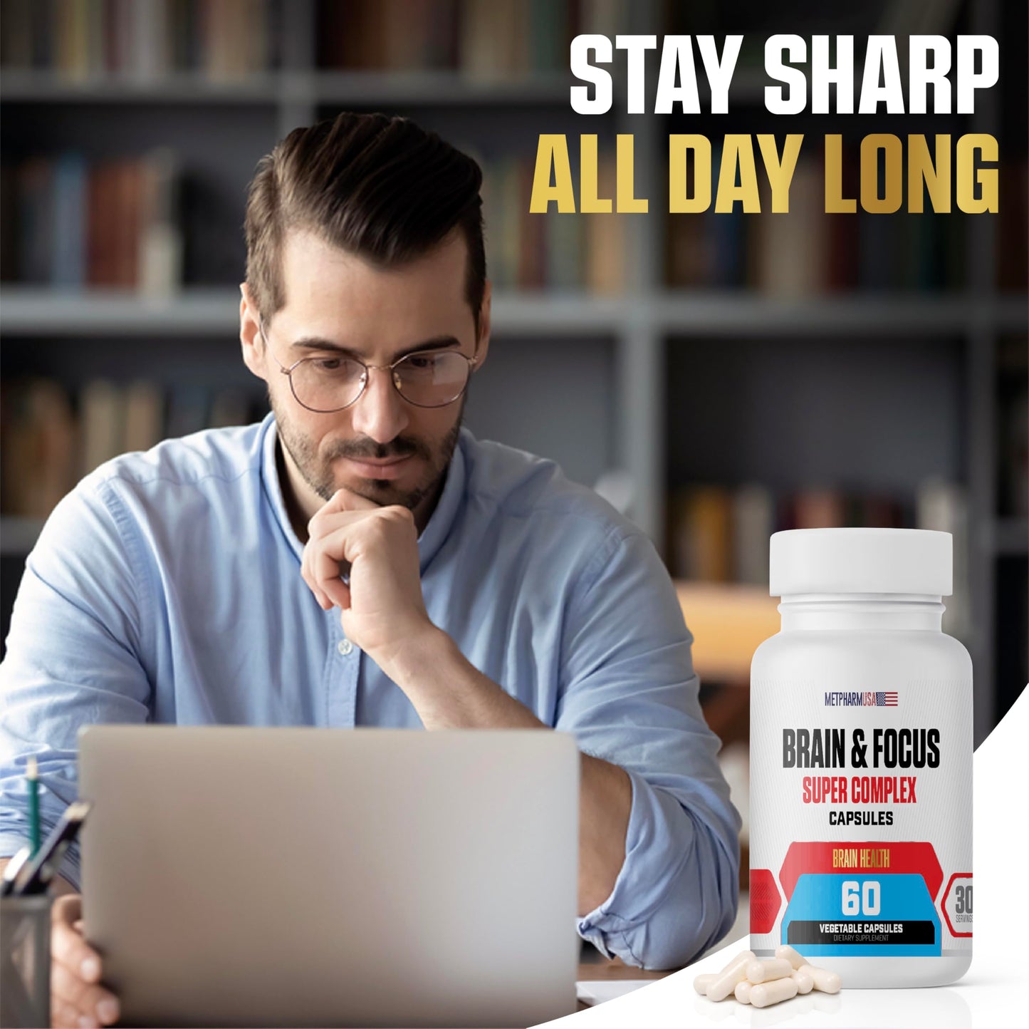 MetpharmUSA Brain & Focus Nootropic Advanced Formula 60 Capsules