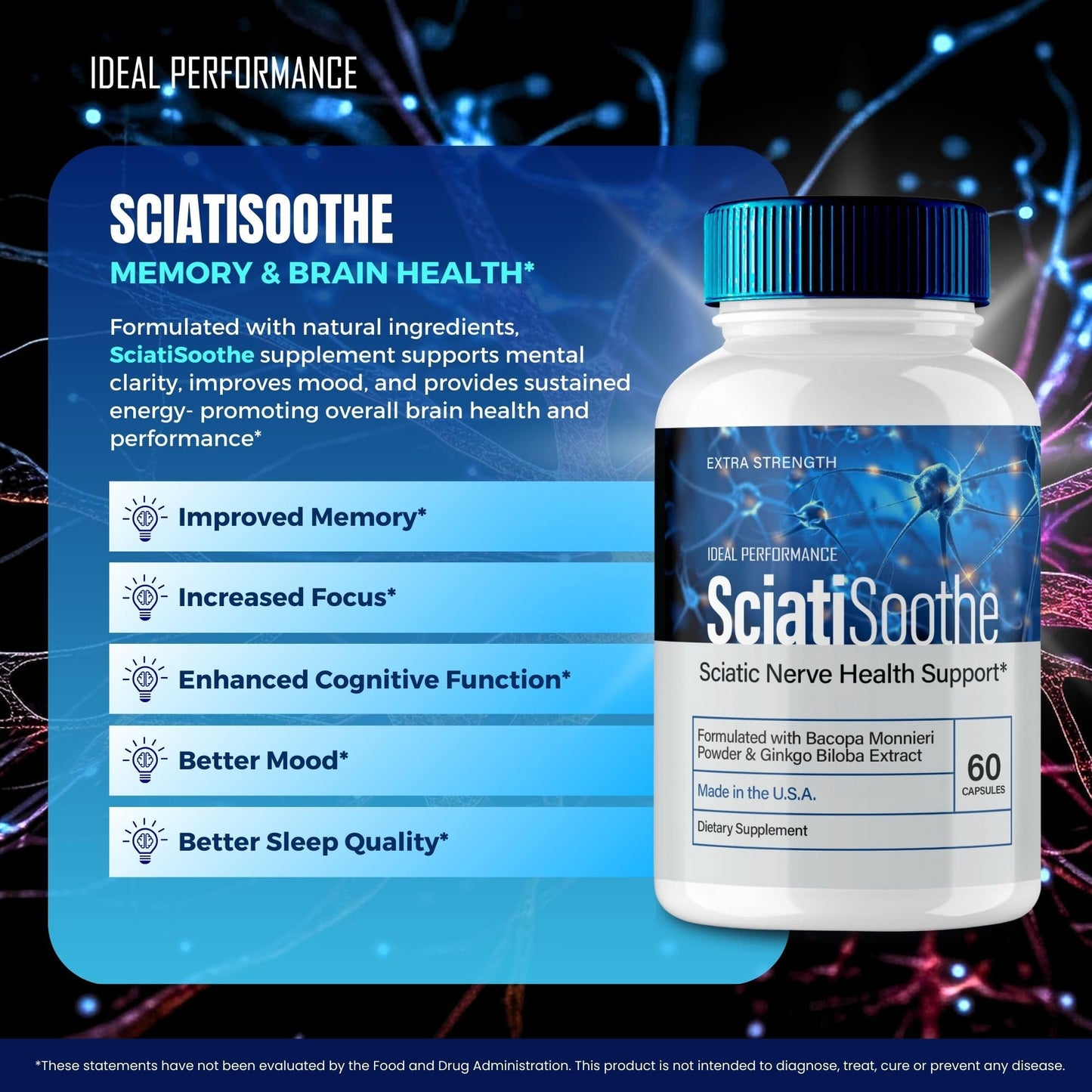 IDEAL PERFORMANCE SciatiSoothe for Sciatica Nerve Health Support Capsules 120 Count