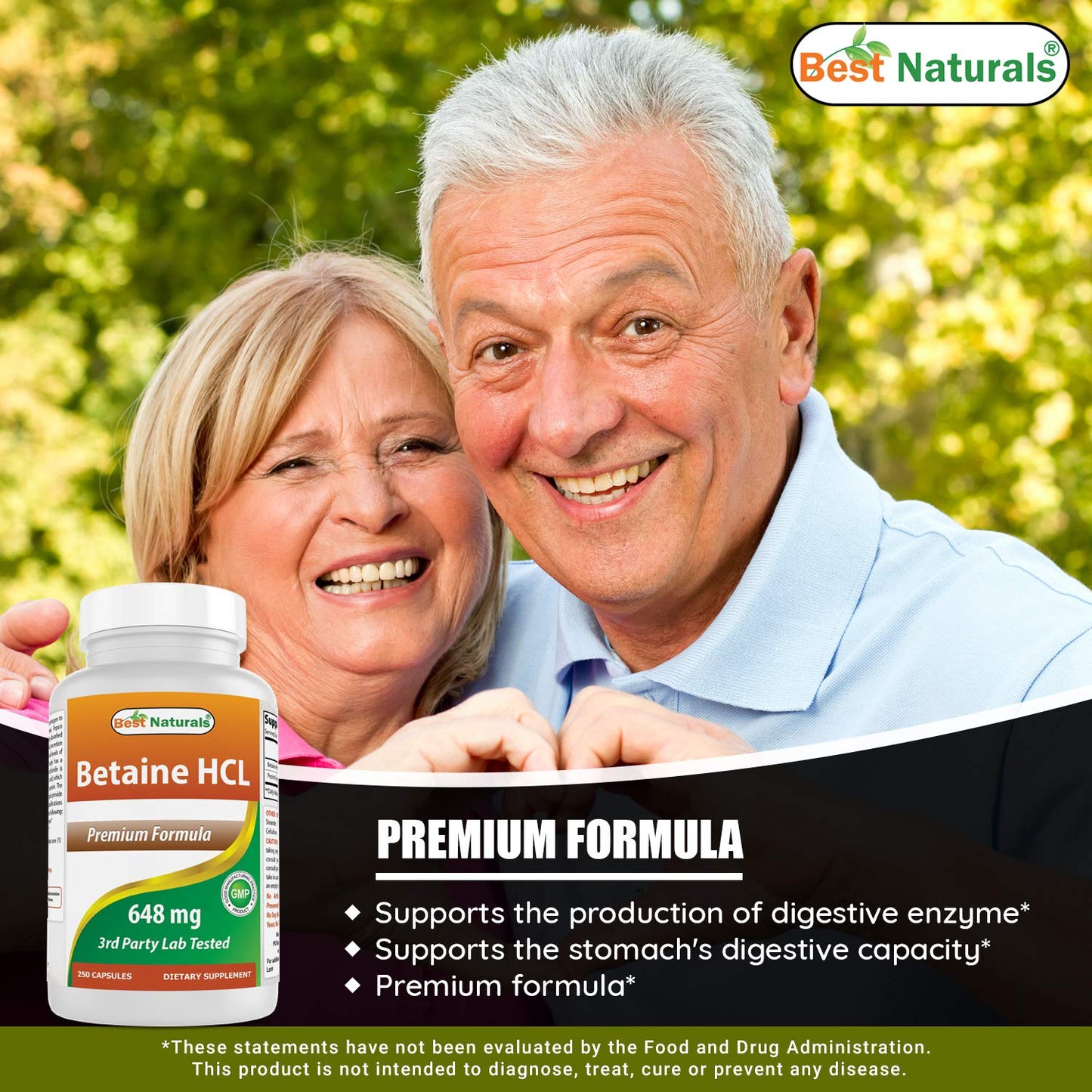 Best Naturals Betaine HCl 648 mg & Magnesium Oxide 500 mg Capsules & Tablets, 250 Count