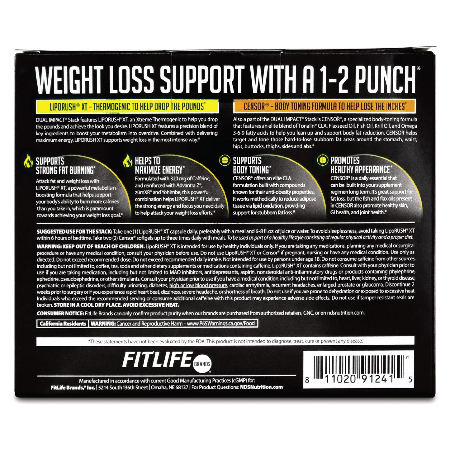 LIPORUSH NDS Nutrition Maximum Strength Dual Impact Stack 1 Capsule
