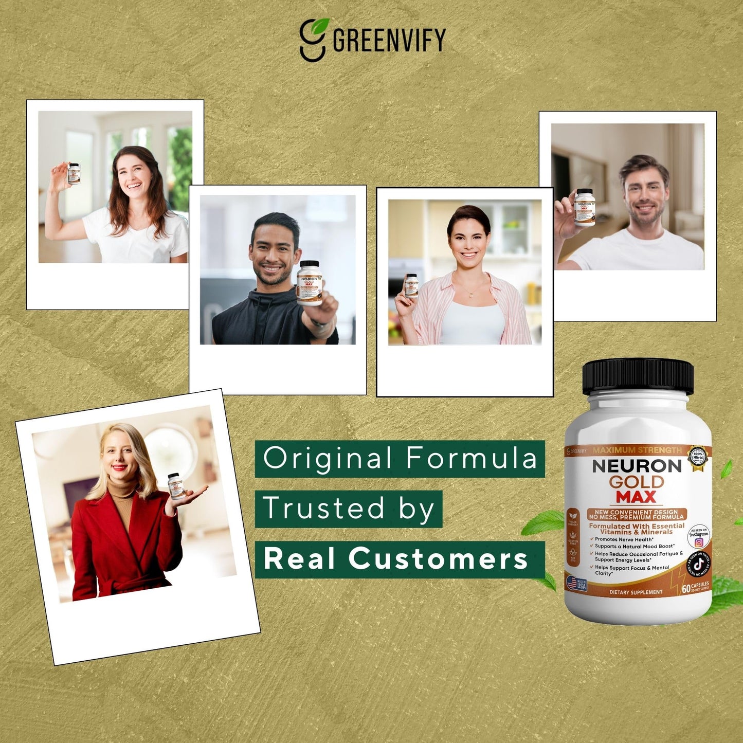 GREENVIFY Neuron Gold Max Maximum Strength Dietary Supplement 60 Capsules