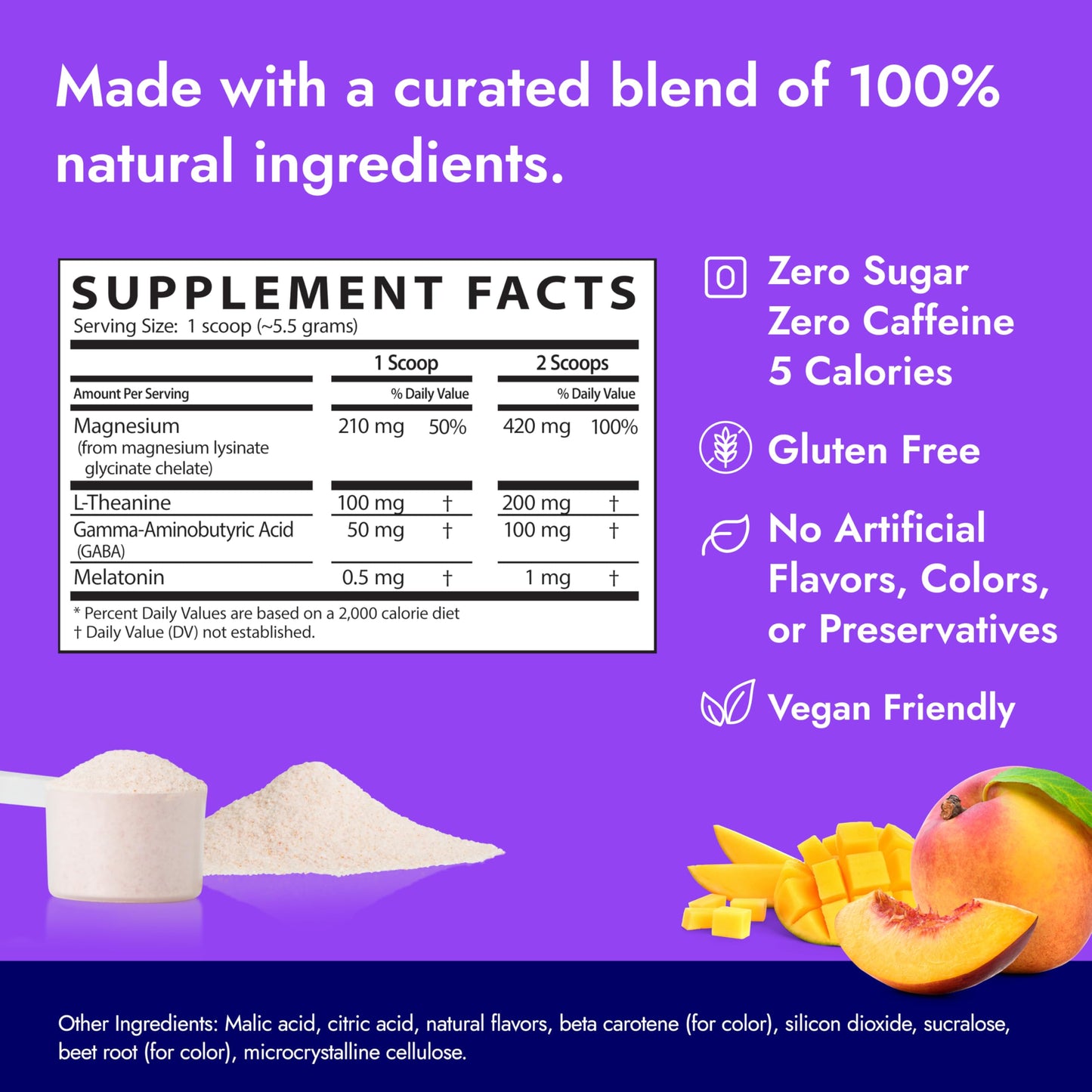 Zipfizz Calm Sleep Supplement Powder Formula Peach Mango 12.3 Ounce