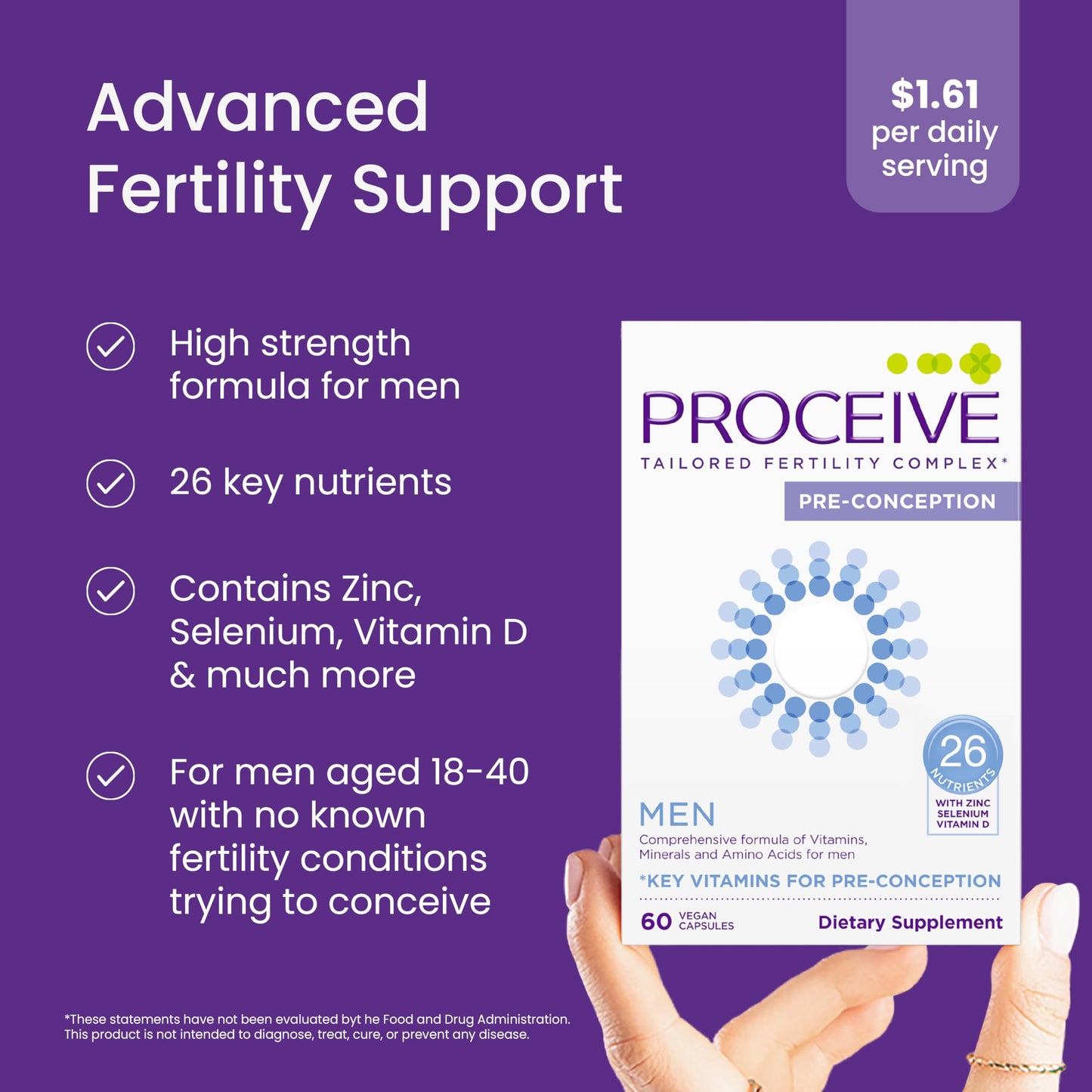 Proceive Tailored Fertility Supplement for Men Multivitamin Capsules 60 Count