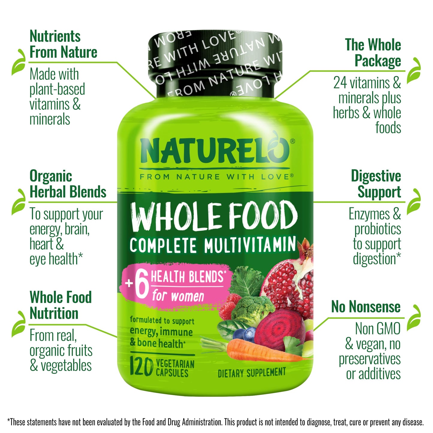 NATURELO Whole Food Multivitamin for Women and Men Capsules 240