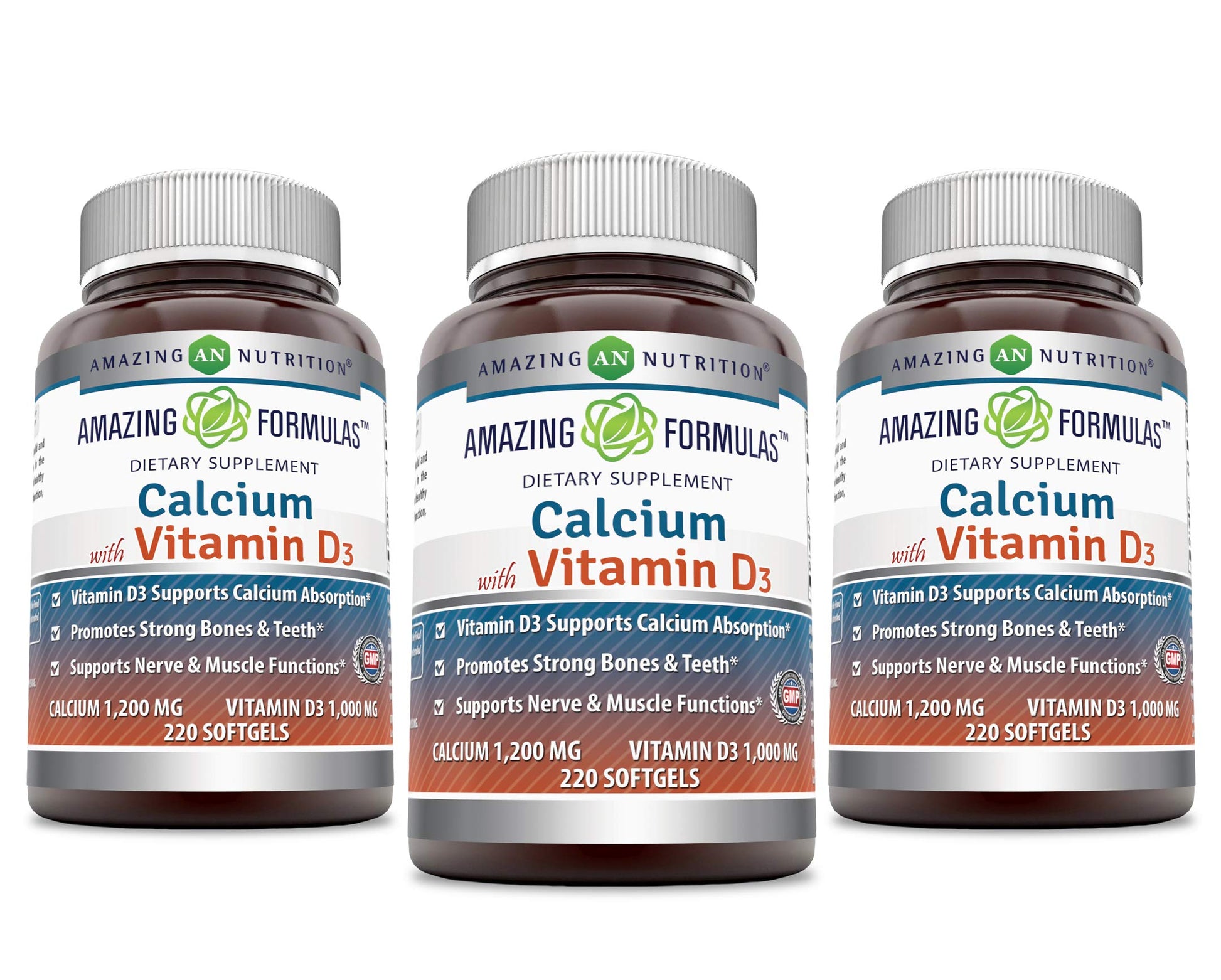 Amazing Nutrition Calcium with Vitamin D3 220 Supplement Softgels 220