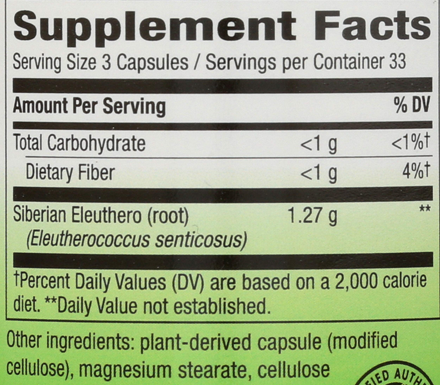 Nature's Way Siberian Eleuthero Root Capsules 100