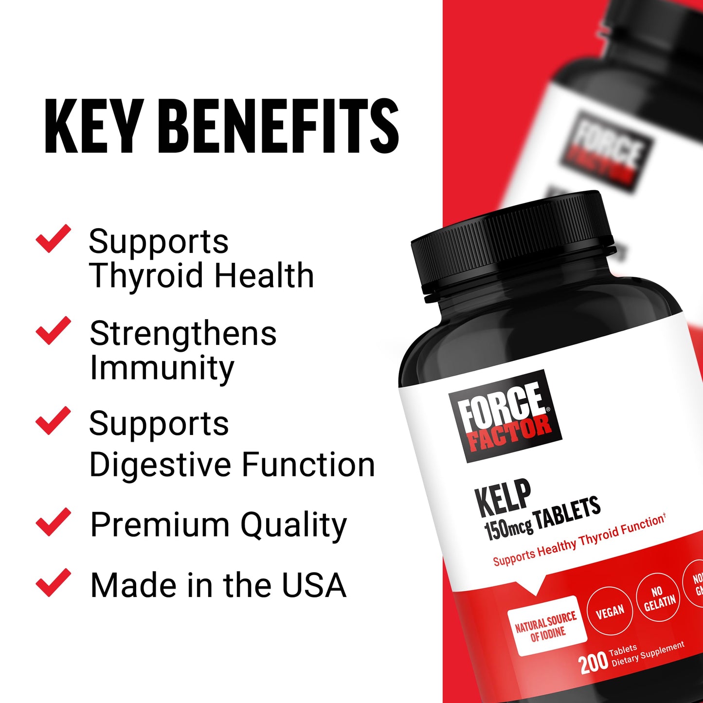 Force Factor Kelp for Iodine from Organic Kelp, 200 Tablets