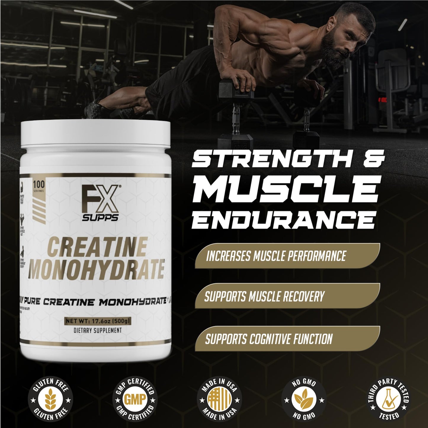 FXSUPPS Creatine Monohydrate Powder 100