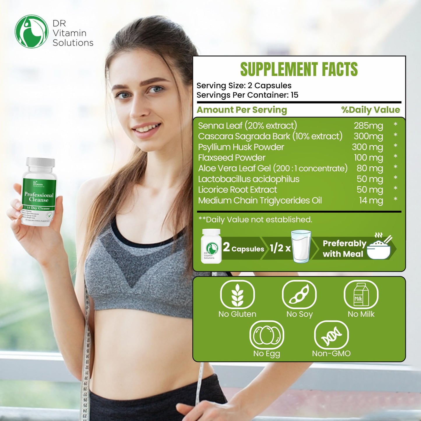 DR VITAMIN SOLUTIONS Professional Detox Cleanse and Thermogenic Fat Burner Capsules, 180 Capsules