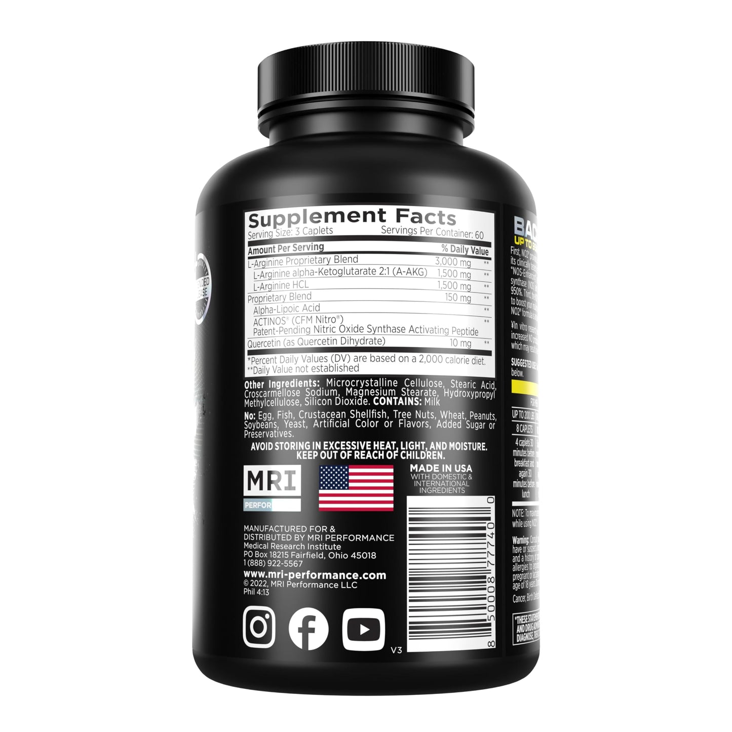 MRI Performance NO2 Nitric Oxide Booster Caplets 180